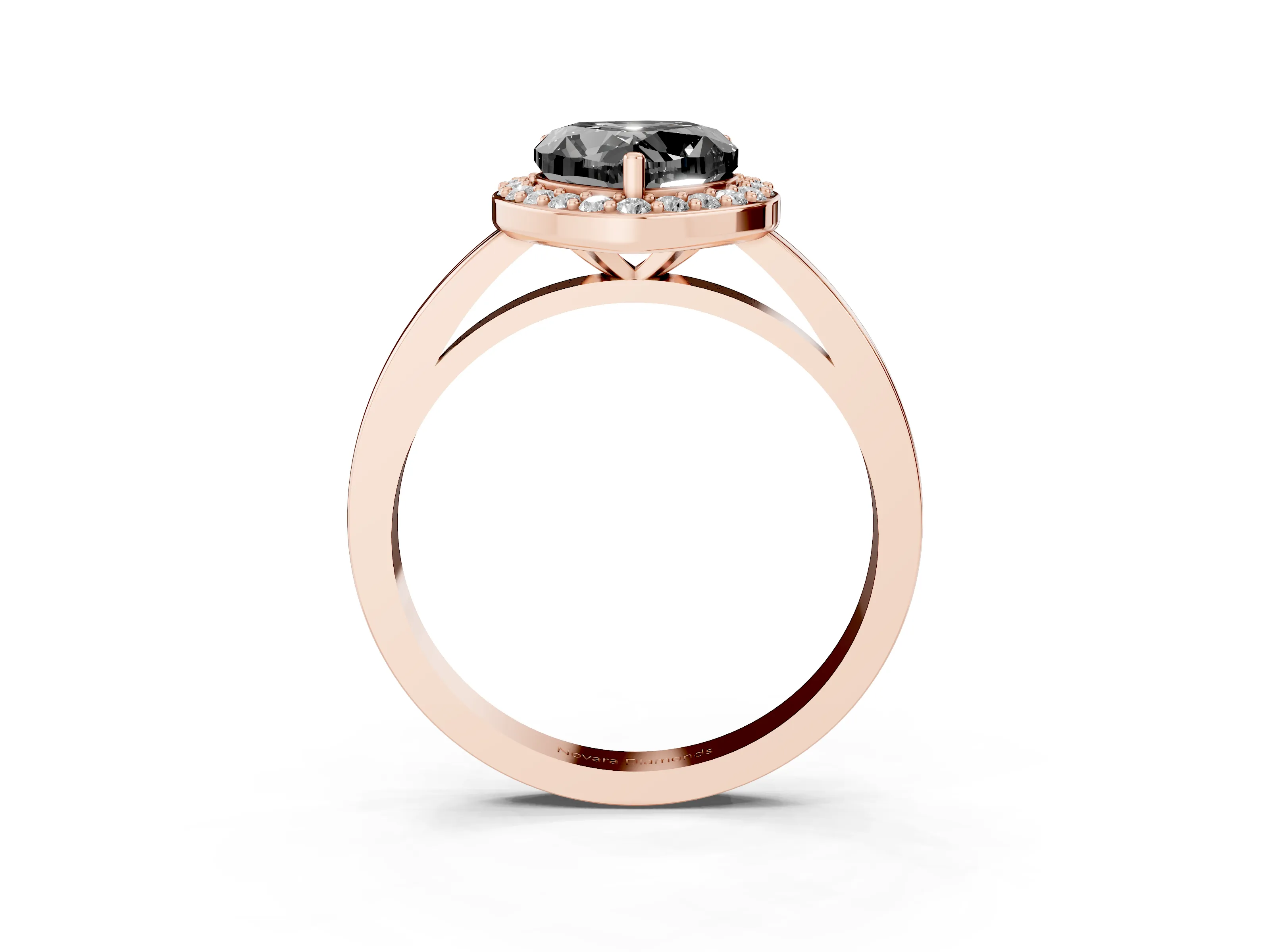 Fancy Black Heart Cut Diamond Halo Ring Set in Rose gold with Solitaire Band and Prong Setting