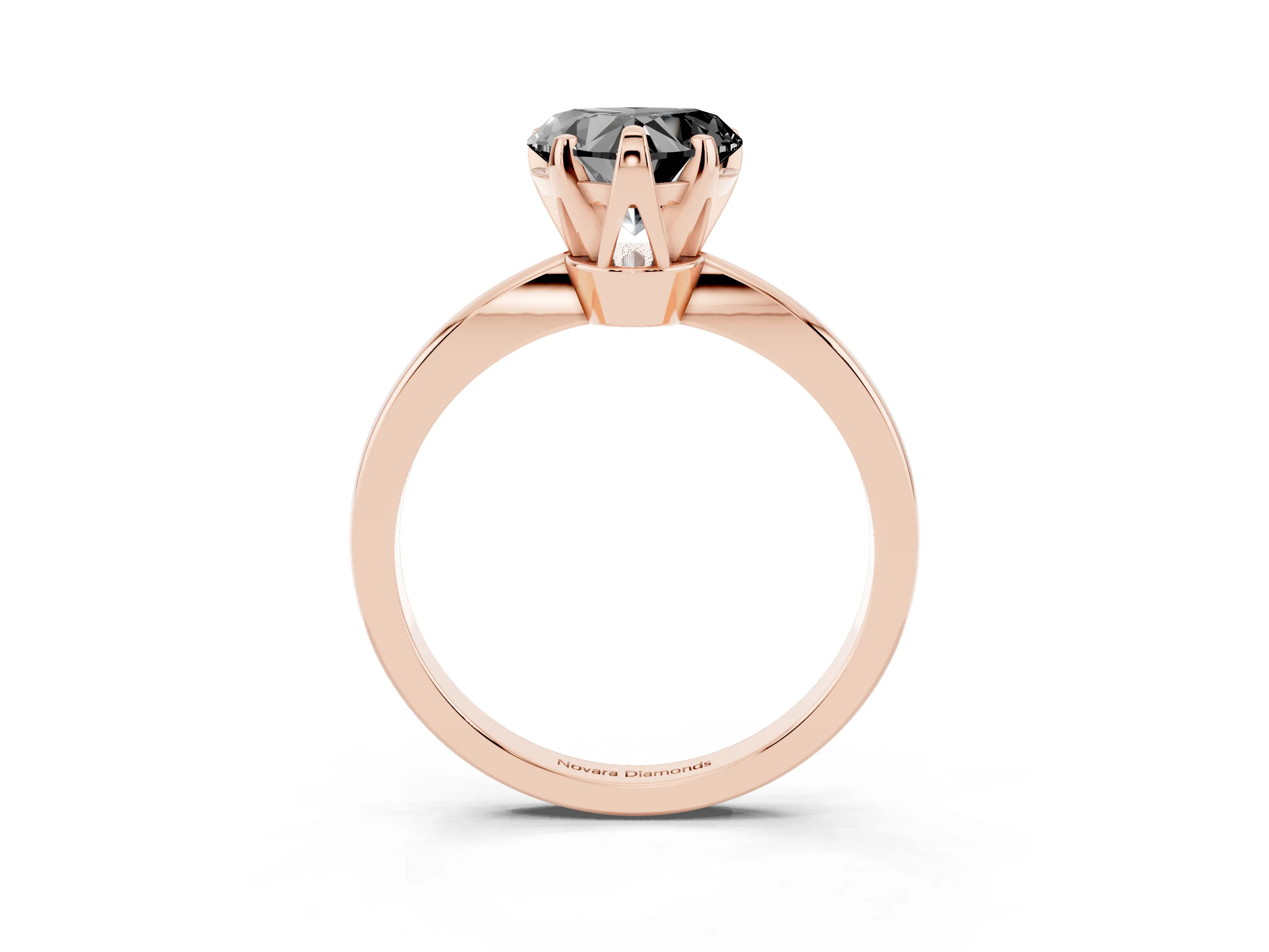 Fancy Black Heart Cut Diamond Solitaire Engagement Ring Set in Rose gold with Slim Tapered Solitaire Band