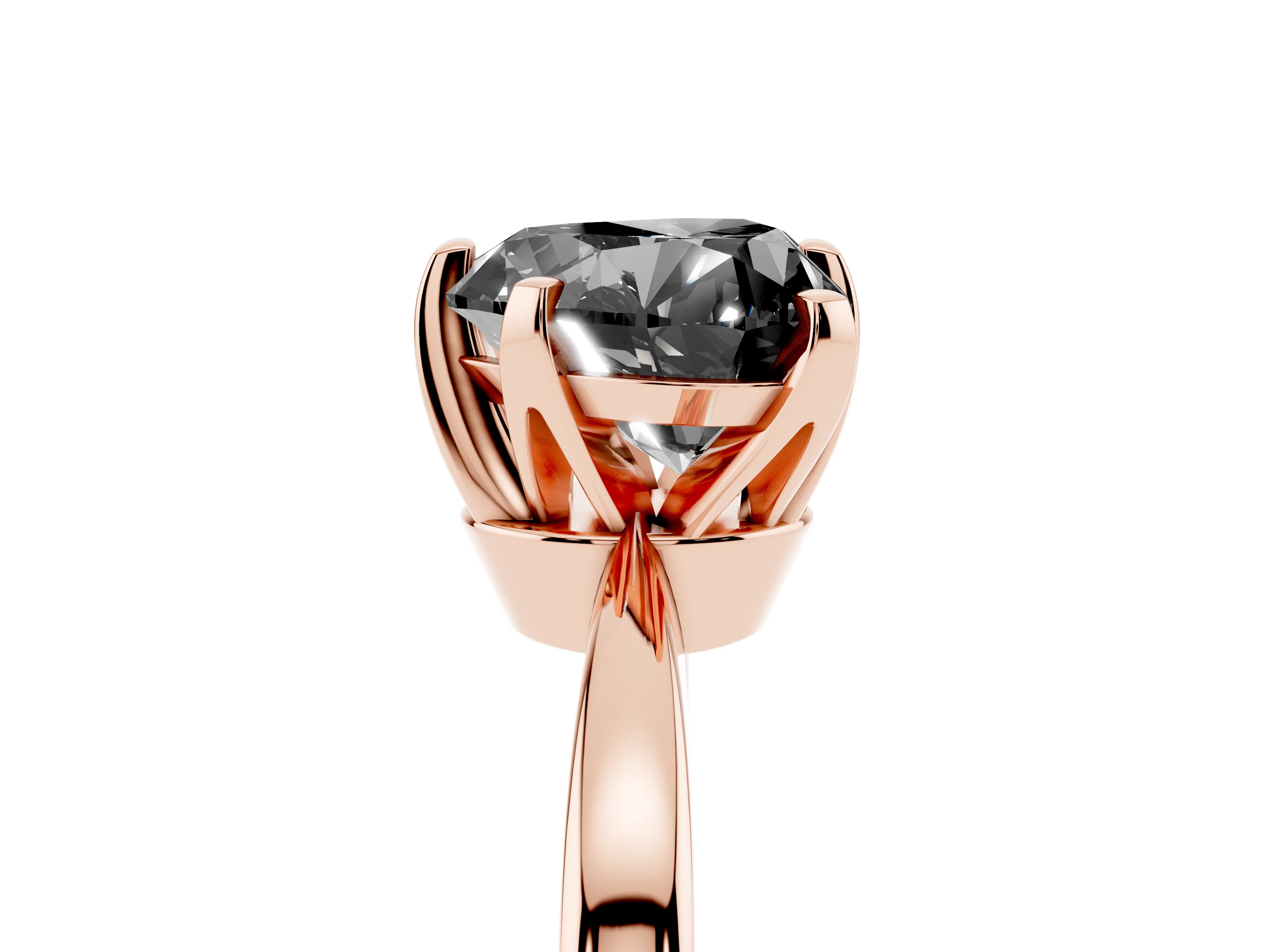 Fancy Black Heart Cut Diamond Solitaire Engagement Ring Set in Rose gold with Slim Tapered Solitaire Band