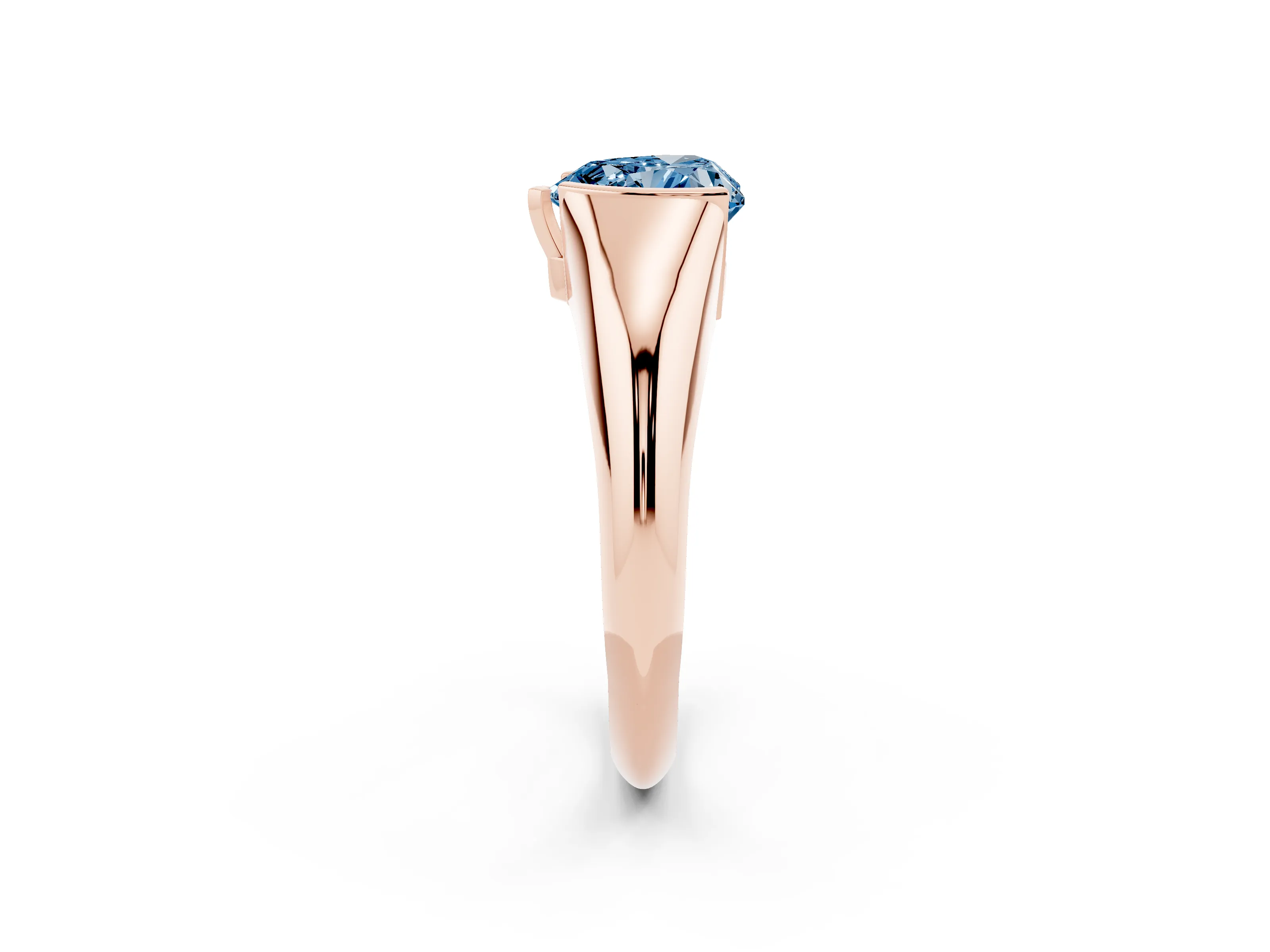 Fancy Blue Heart Cut Diamond Solitaire Tension Set Ring Set in Rose gold