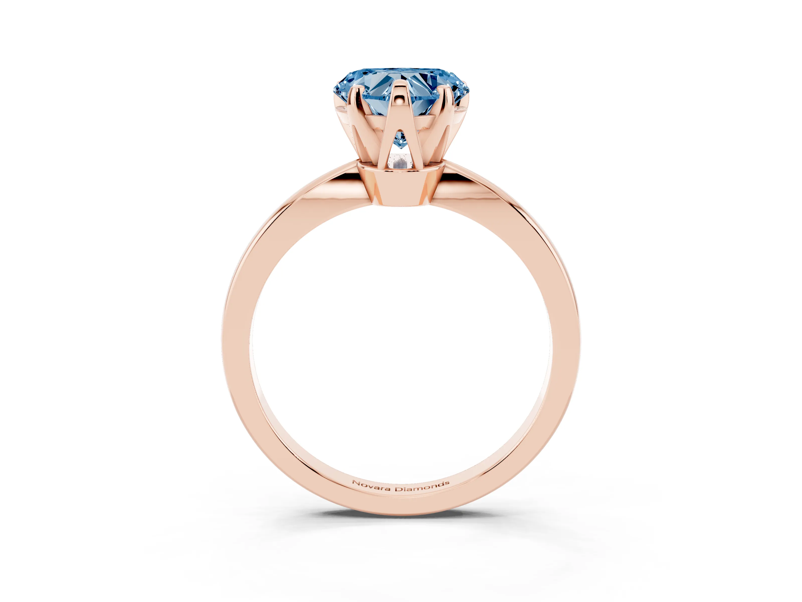Fancy Blue Heart Cut Diamond Solitaire Engagement Ring Set in Rose gold with Slim Tapered Solitaire Band