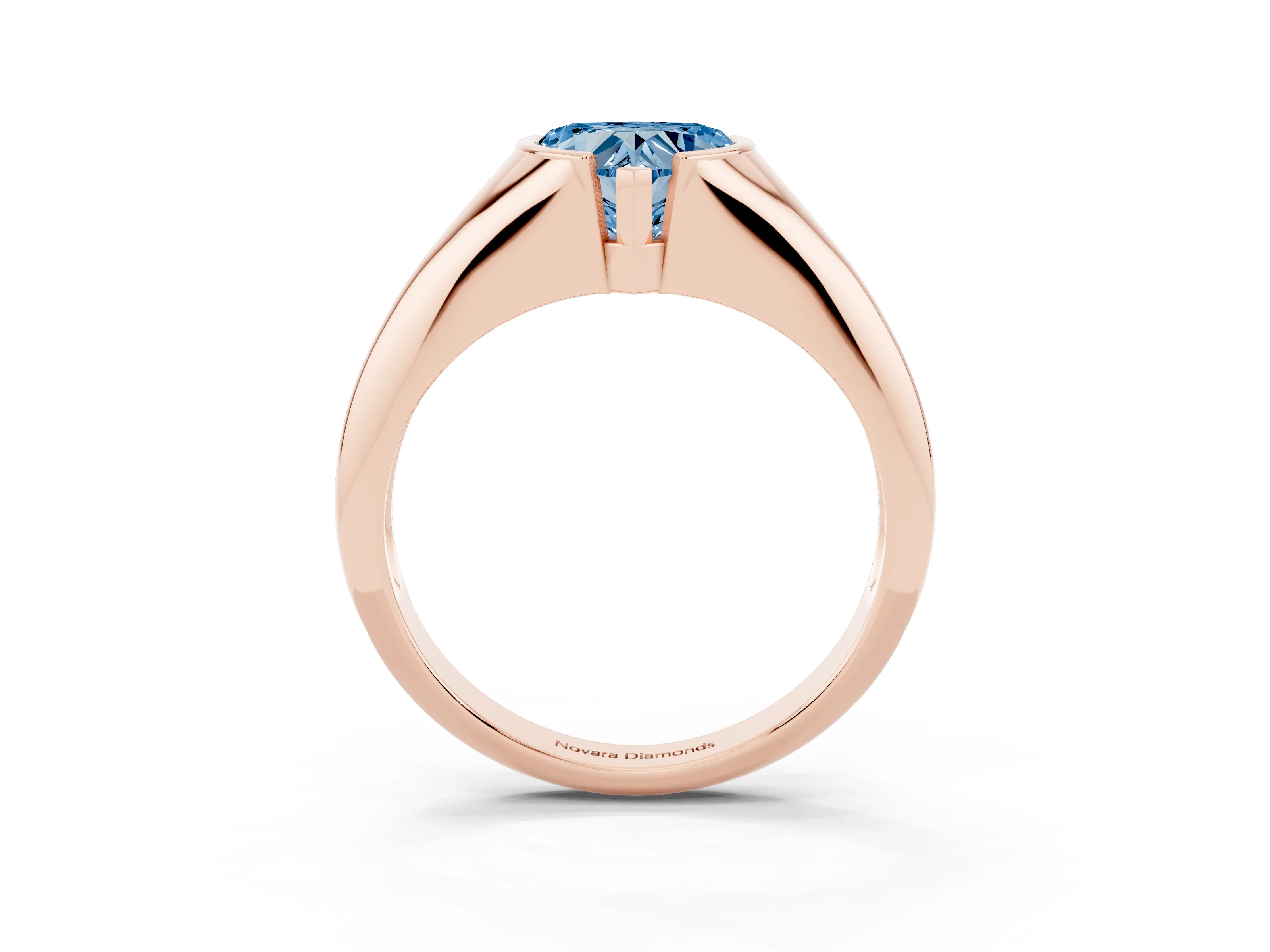 Fancy Blue Heart Cut Diamond Solitaire Tension Set Ring Set in Rose gold