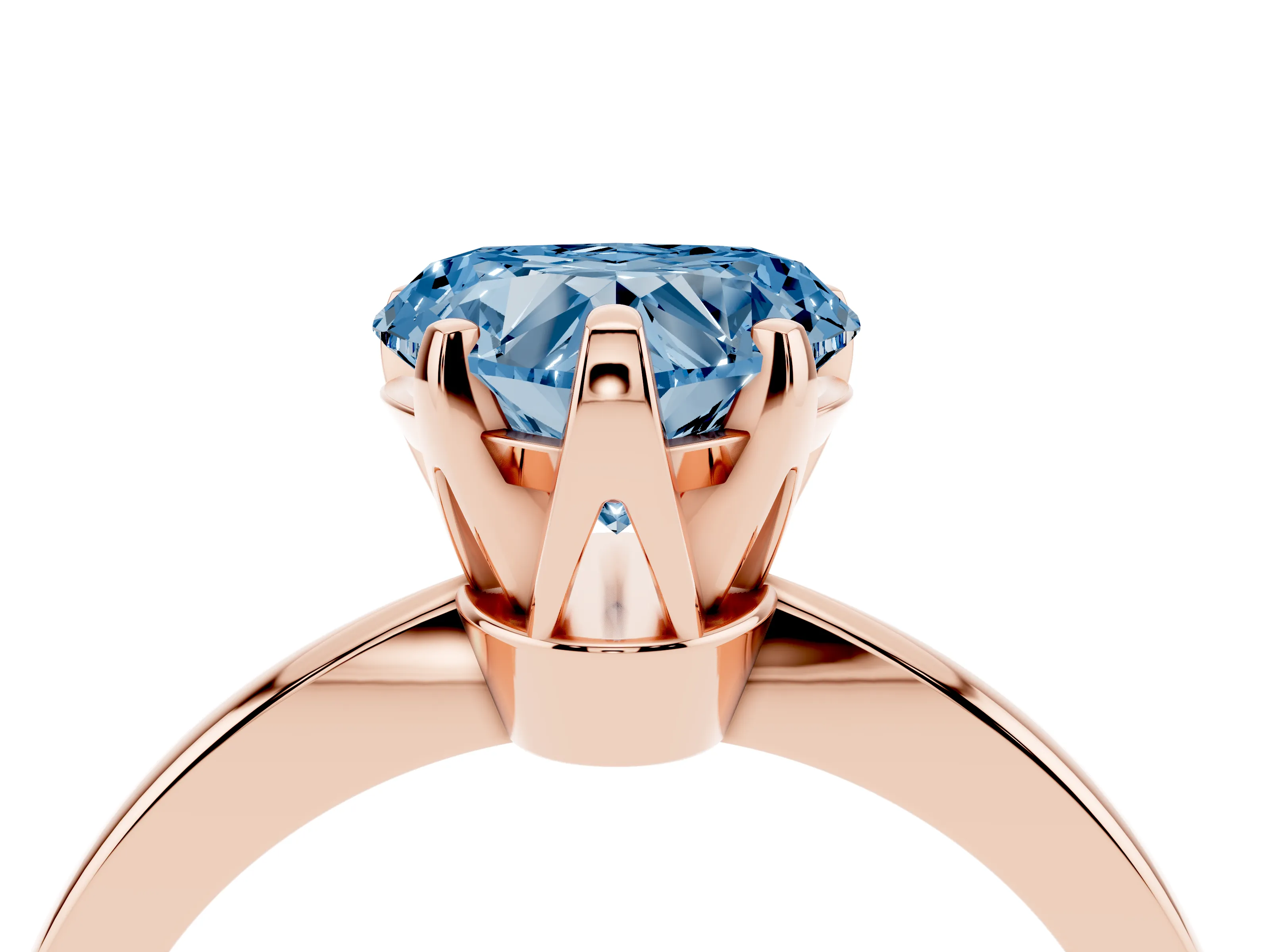 Fancy Blue Heart Cut Diamond Solitaire Engagement Ring Set in Rose gold with Slim Tapered Solitaire Band