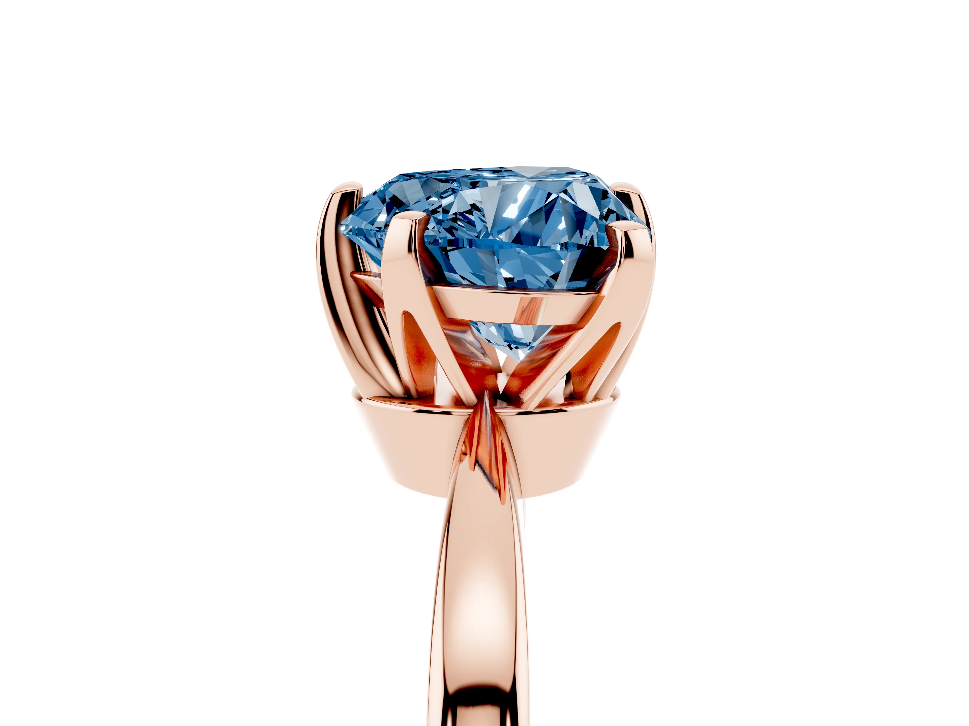 Fancy Blue Heart Cut Diamond Solitaire Engagement Ring Set in Rose gold with Slim Tapered Solitaire Band