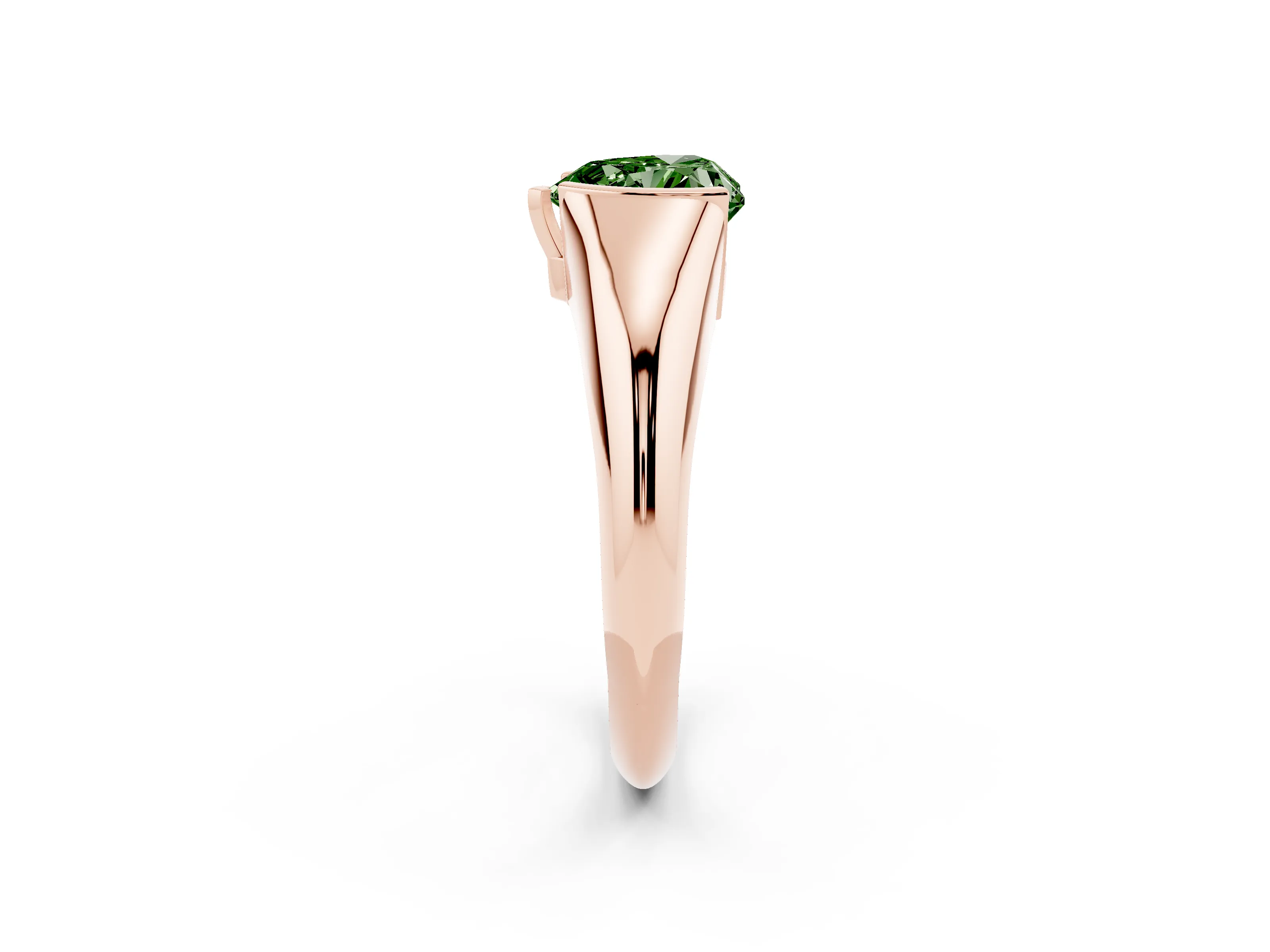 Fancy Green Heart Cut Diamond Solitaire Tension Set Ring Set in Rose gold