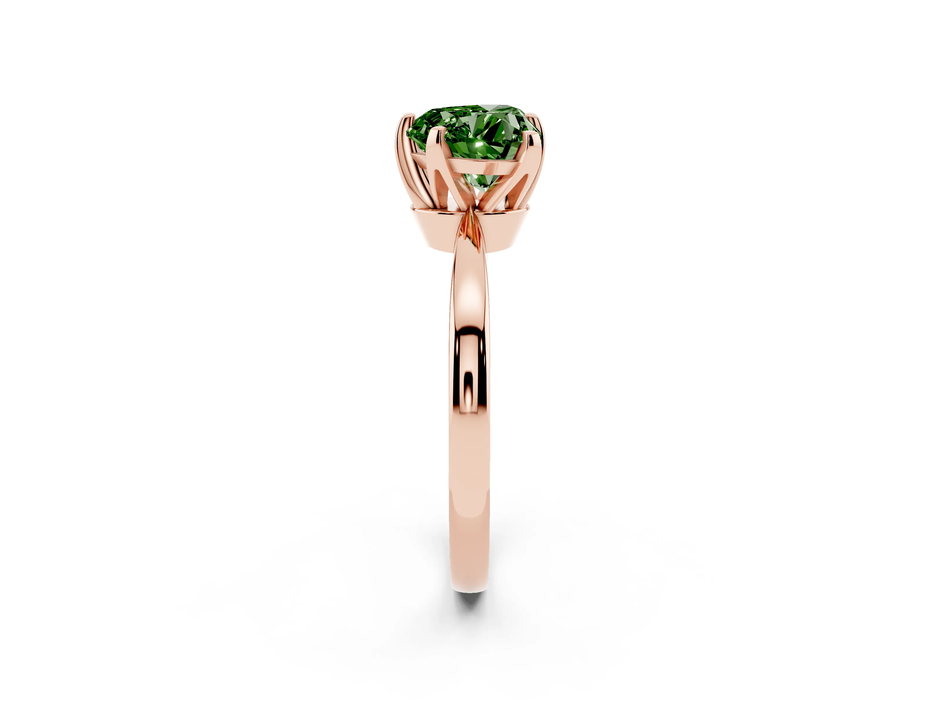 Fancy Green Heart Cut Diamond Solitaire Engagement Ring Set in Rose gold with Slim Tapered Solitaire Band