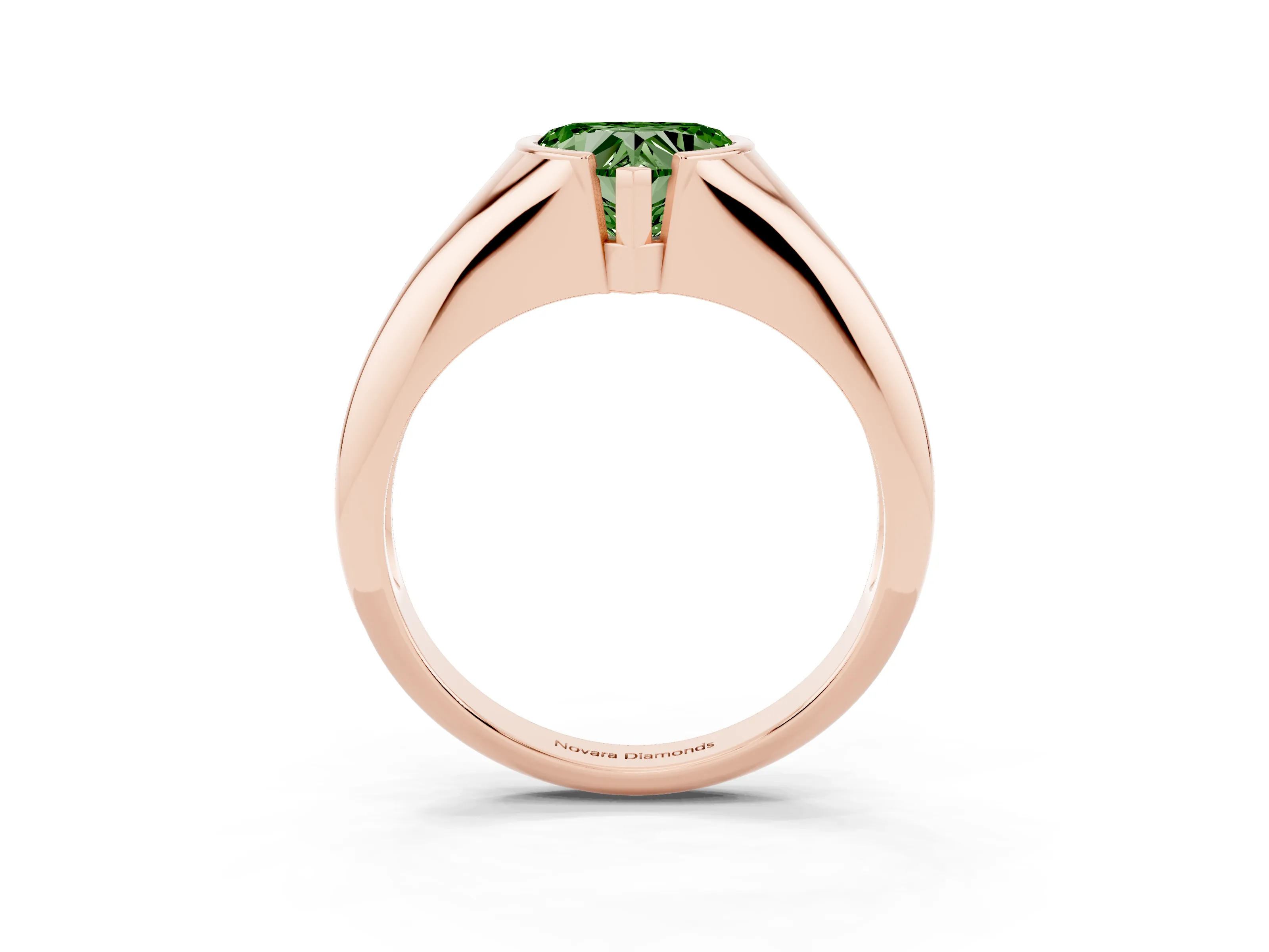 Fancy Green Heart Cut Diamond Solitaire Tension Set Ring Set in Rose gold