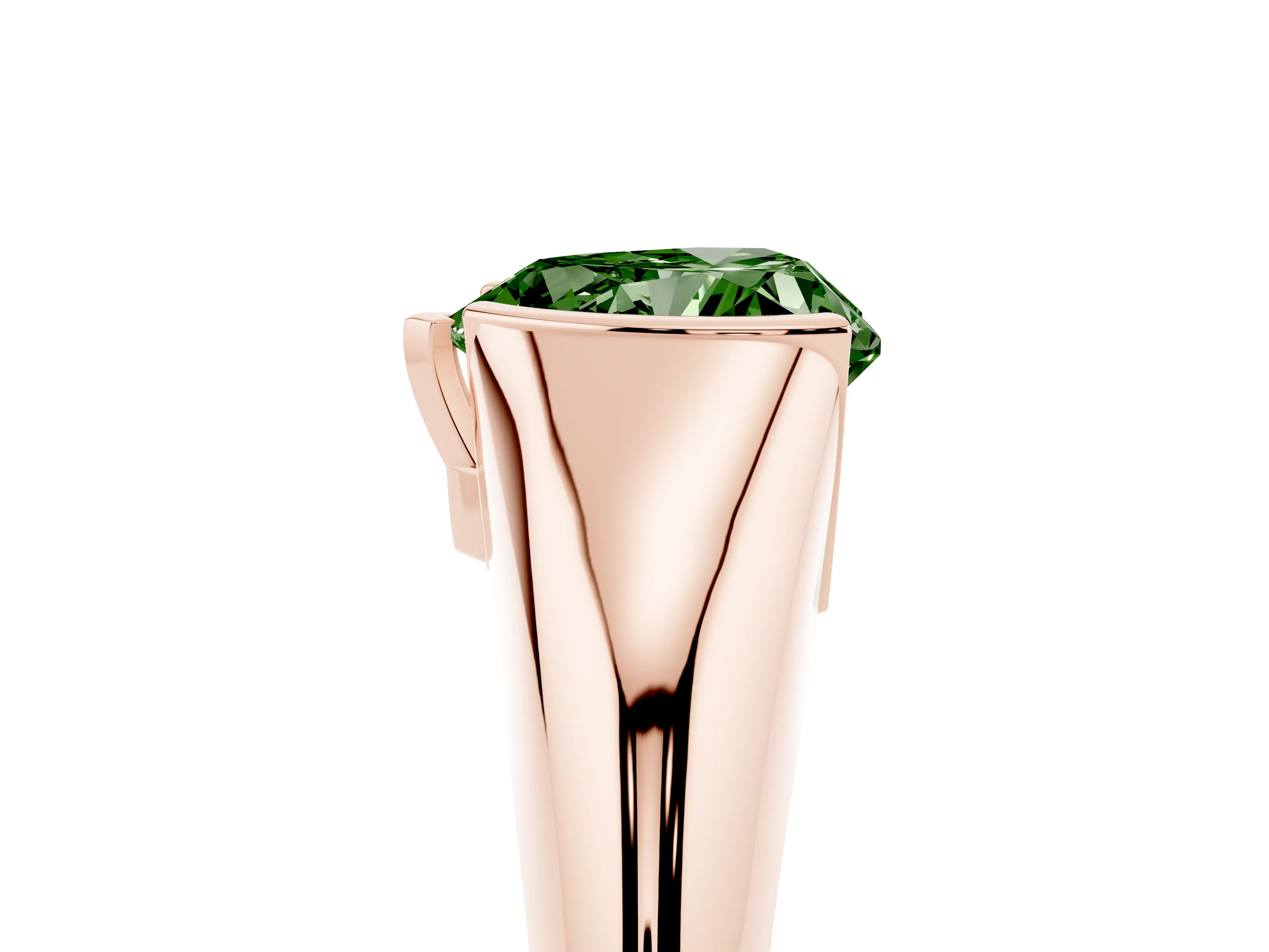 Fancy Green Heart Cut Diamond Solitaire Tension Set Ring Set in Rose gold