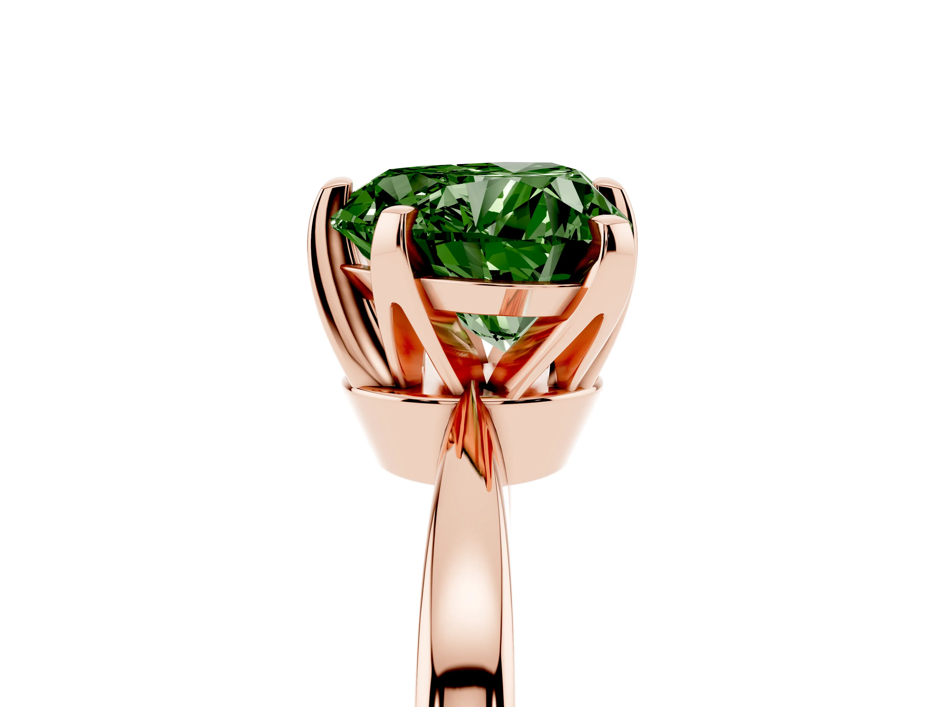 Fancy Green Heart Cut Diamond Solitaire Engagement Ring Set in Rose gold with Slim Tapered Solitaire Band