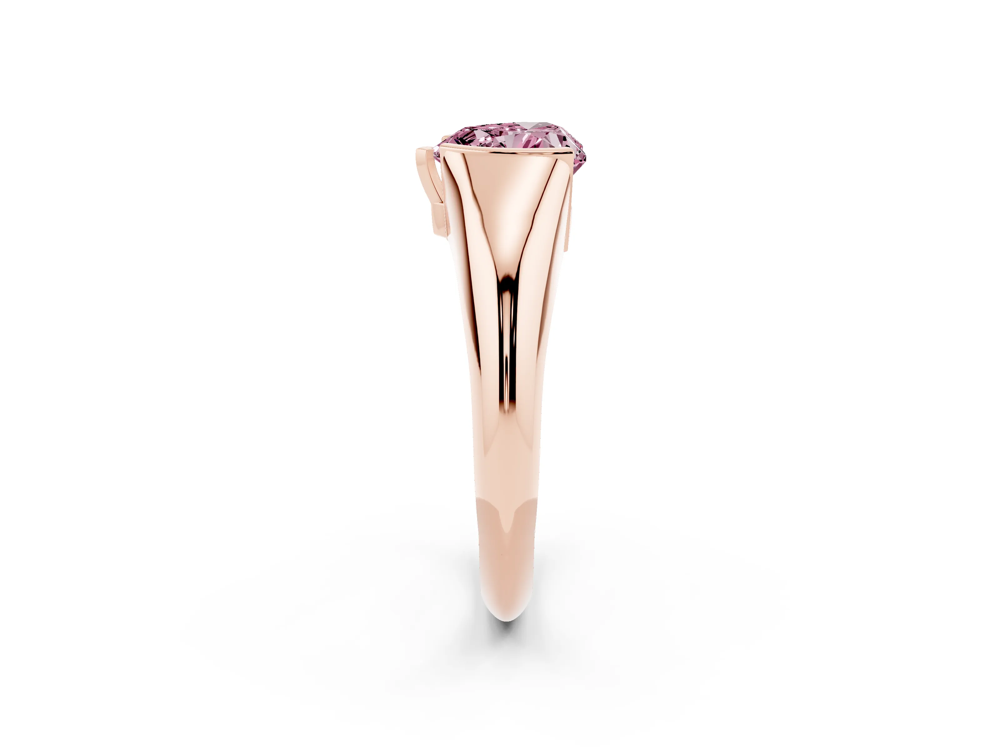Fancy Pink Heart Cut Diamond Solitaire Tension Set Ring Set in Rose gold