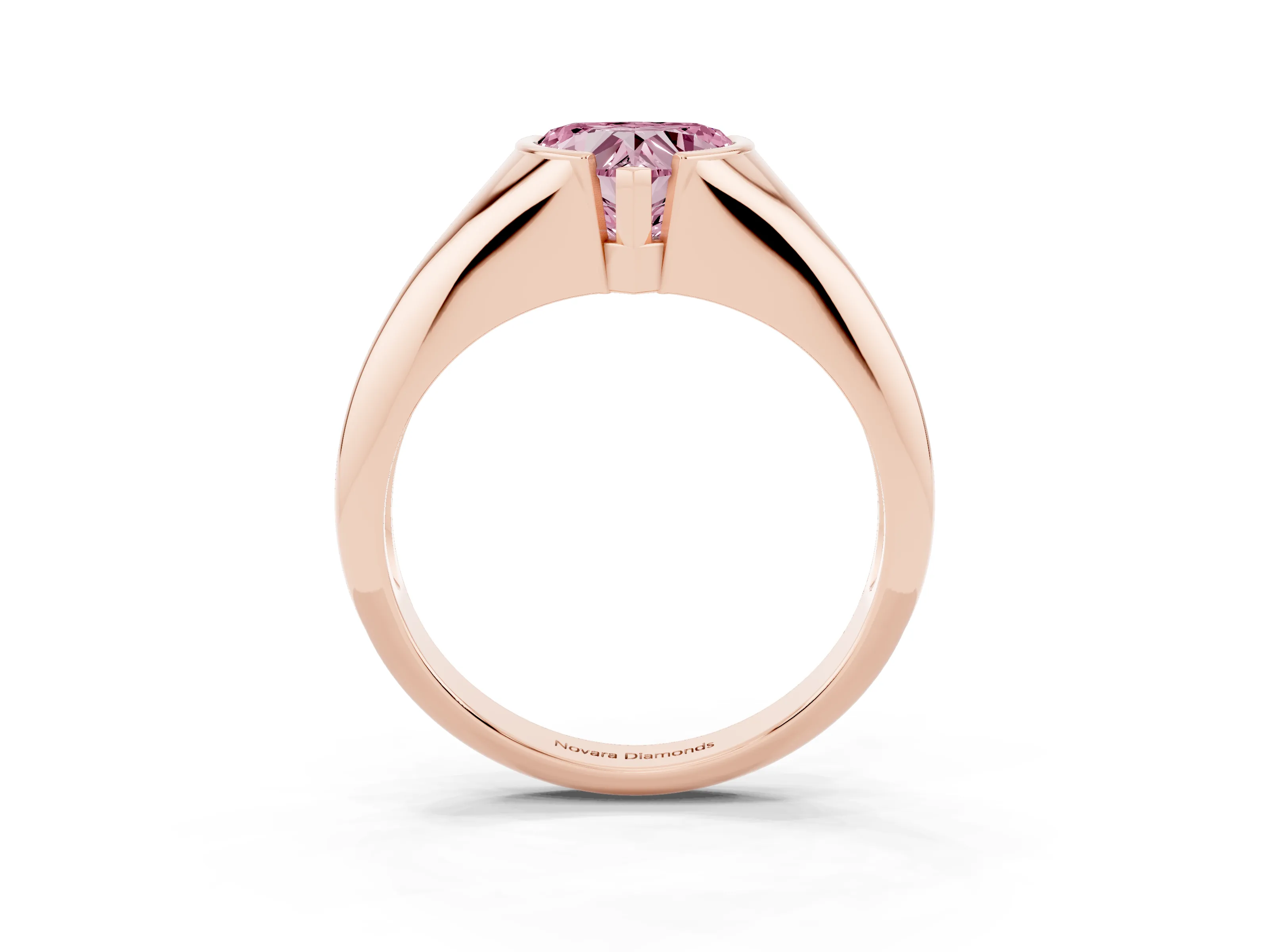 Fancy Pink Heart Cut Diamond Solitaire Tension Set Ring Set in Rose gold