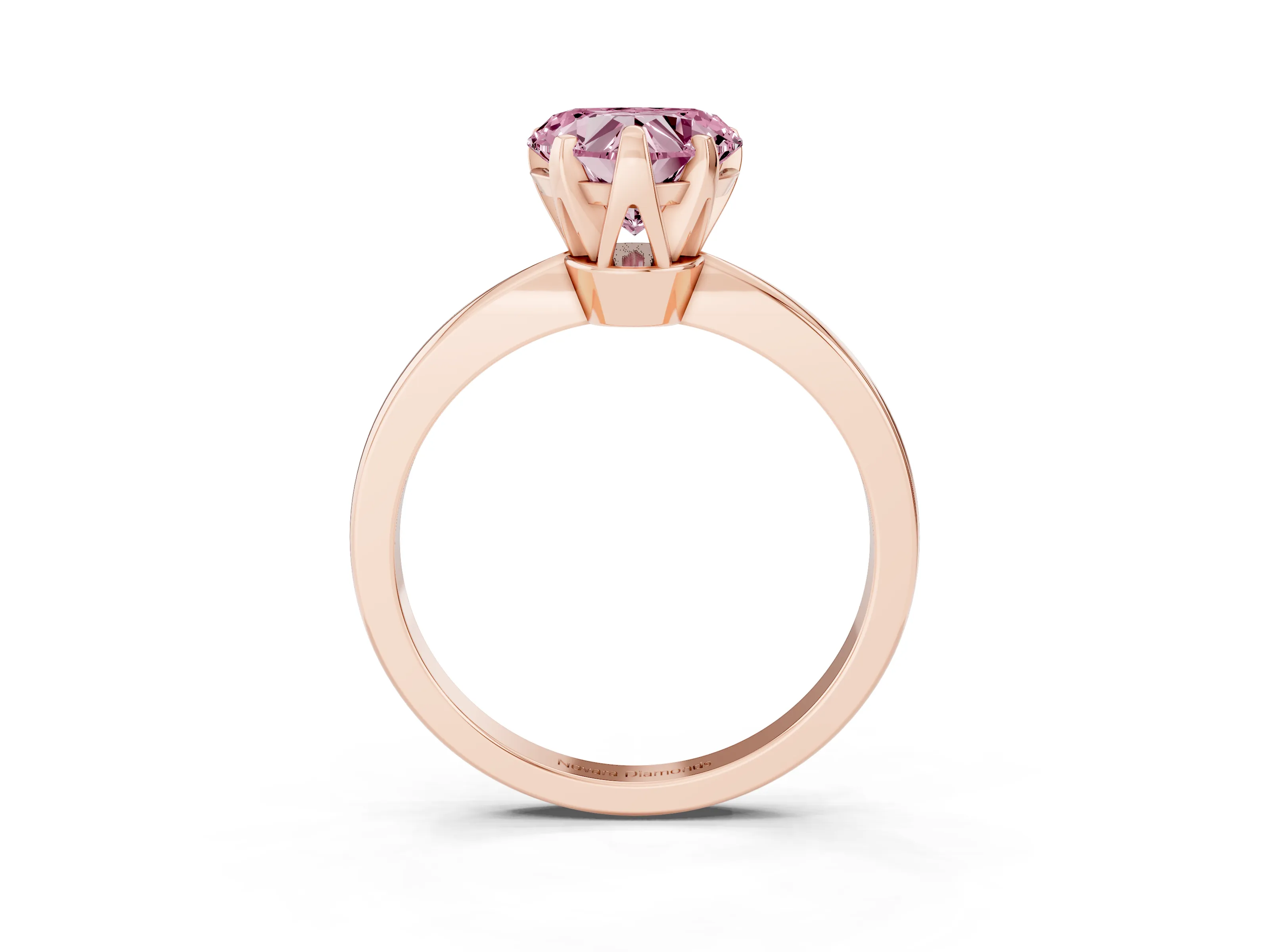 Fancy Pink Heart Cut Diamond Solitaire Engagement Ring Set in Rose gold with Slim Tapered Solitaire Band