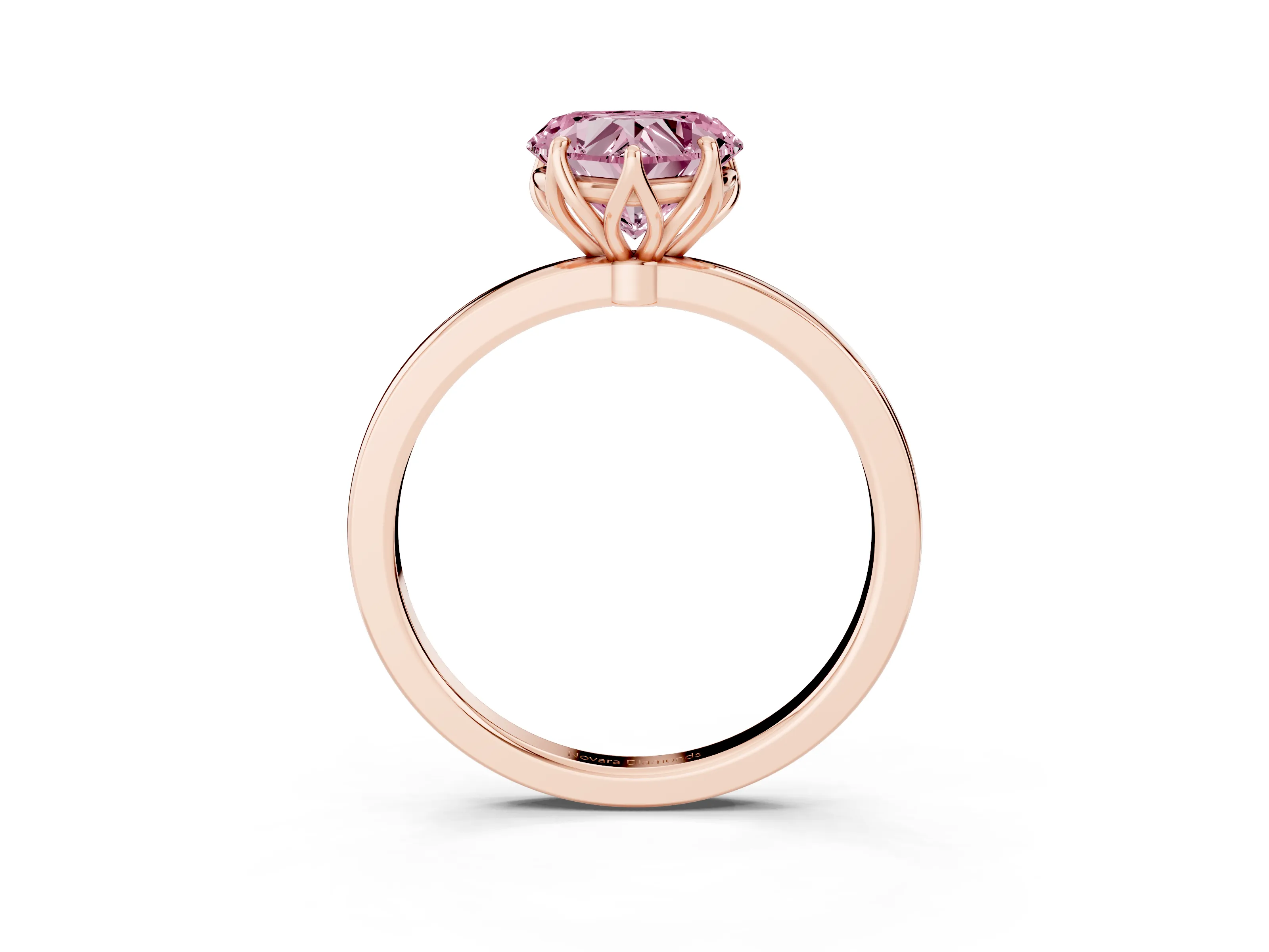 Fancy Pink Heart Cut Diamond Solitaire Ring Set in Rose gold with Prong Setting and Thin Polished Band