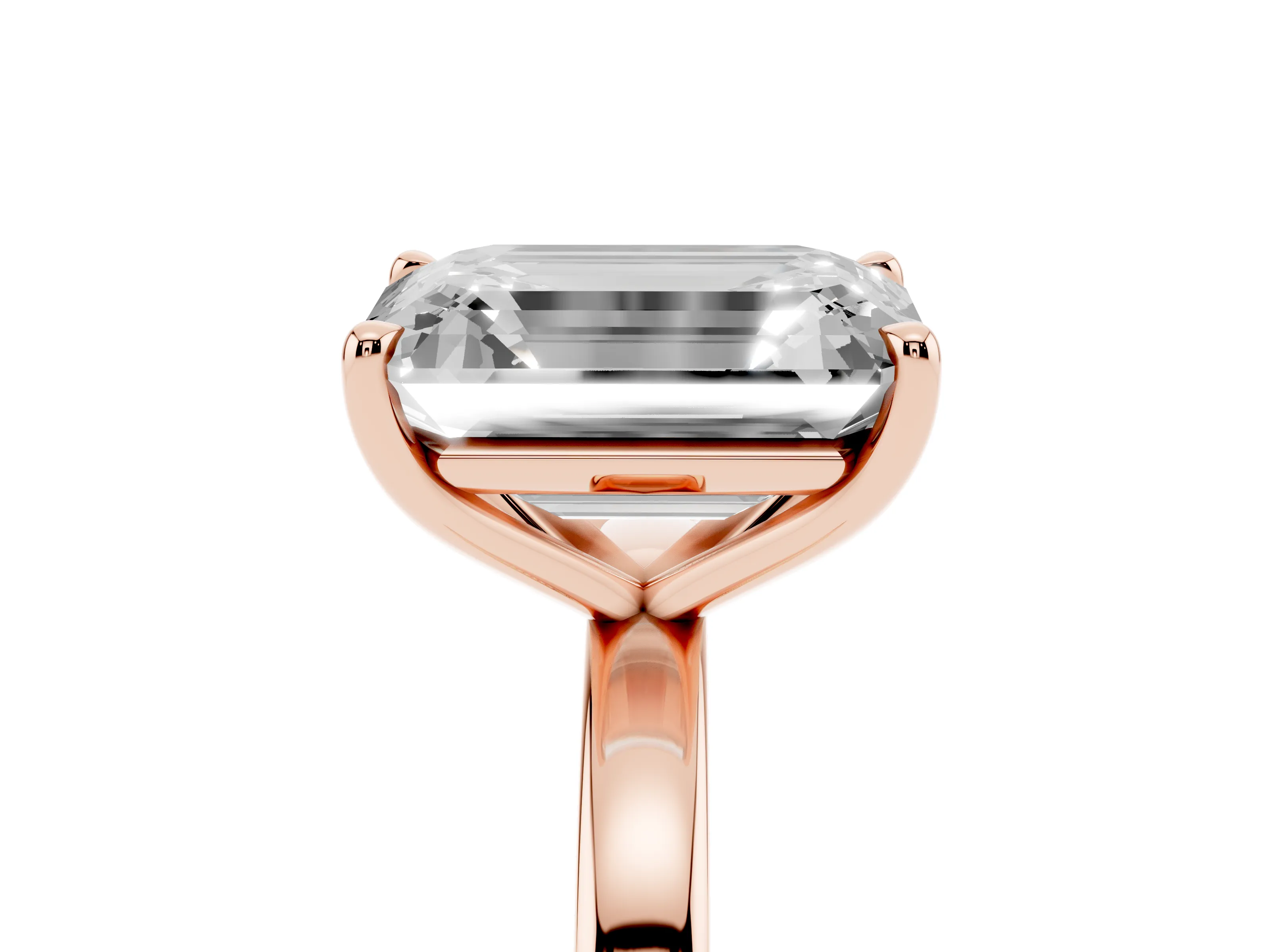 Fancy Pink Heart Cut and Emerald Cut Toi Moi Ring Set in Rose gold with Prong Setting