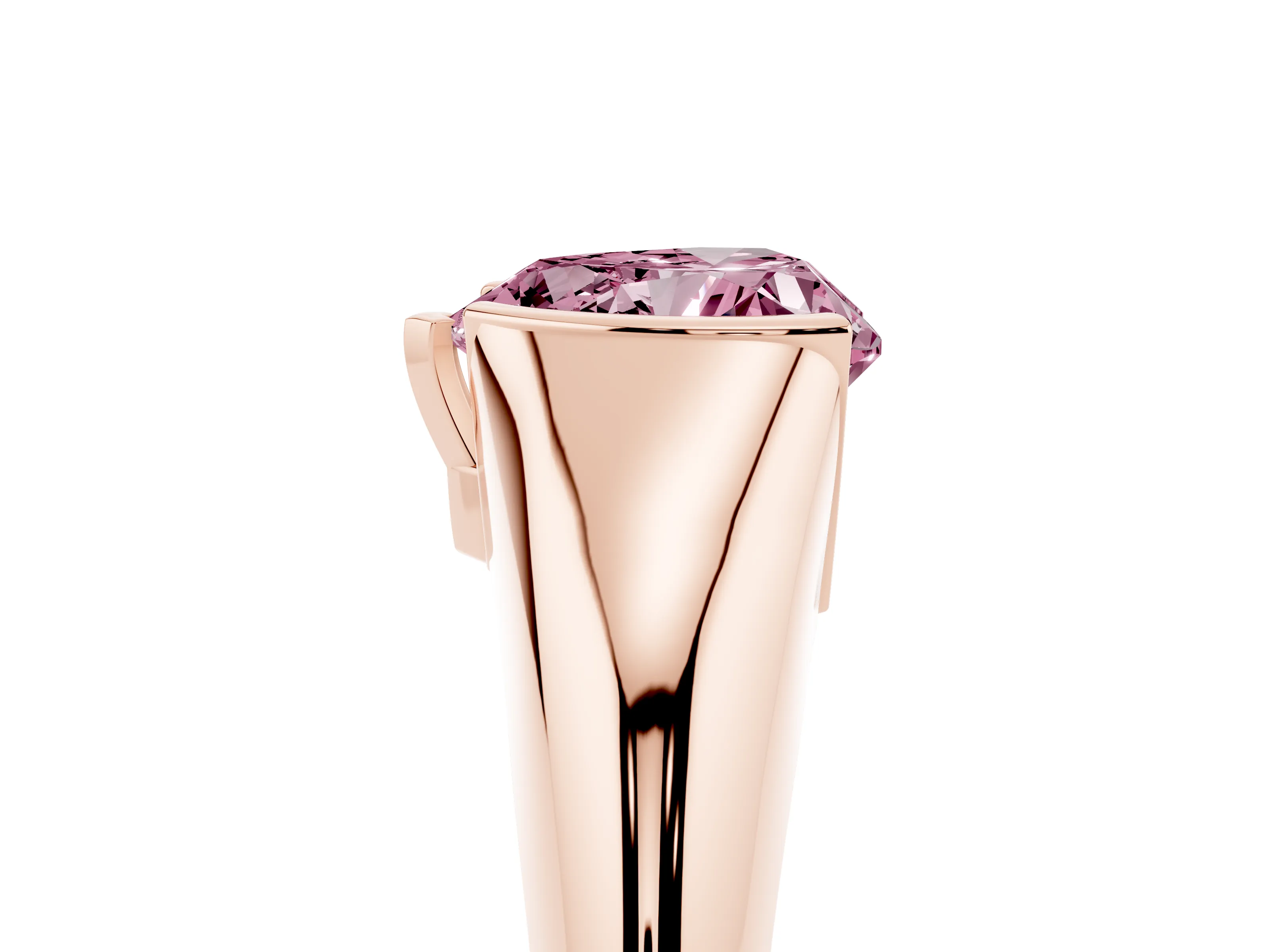 Fancy Pink Heart Cut Diamond Solitaire Tension Set Ring Set in Rose gold