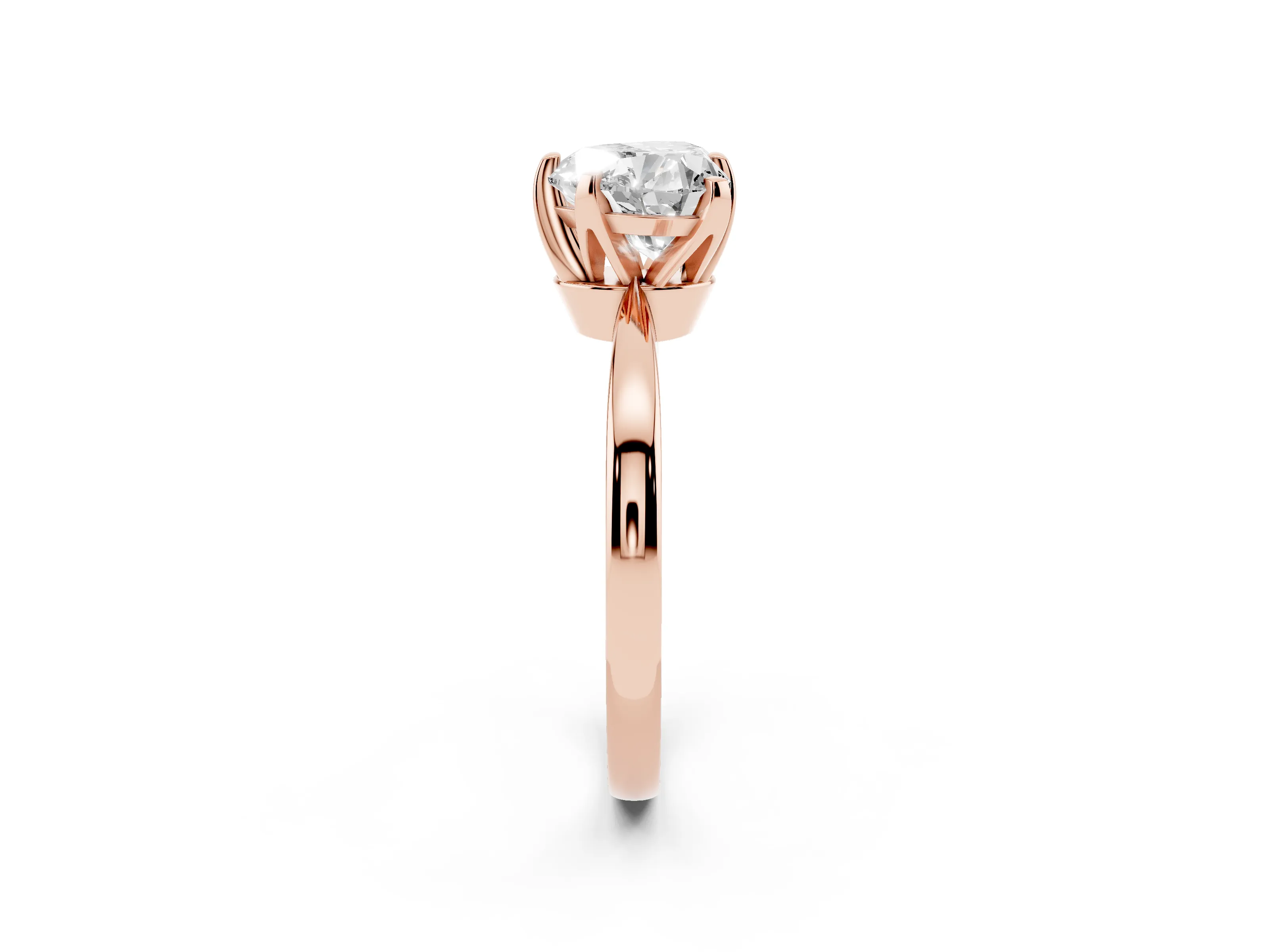 Heart Cut Diamond Solitaire Engagement Ring Set in Rose gold with Slim Tapered Solitaire Band
