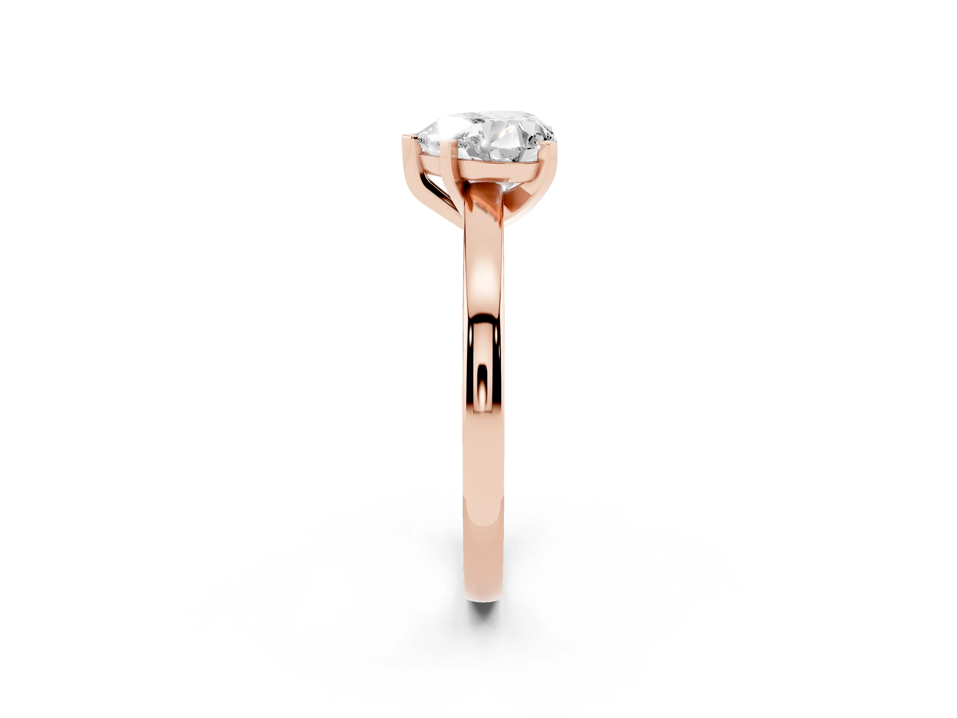 Heart Cut Diamond Solitaire Engagement Ring Set in Rose gold with Prong Setting on a Classic Band