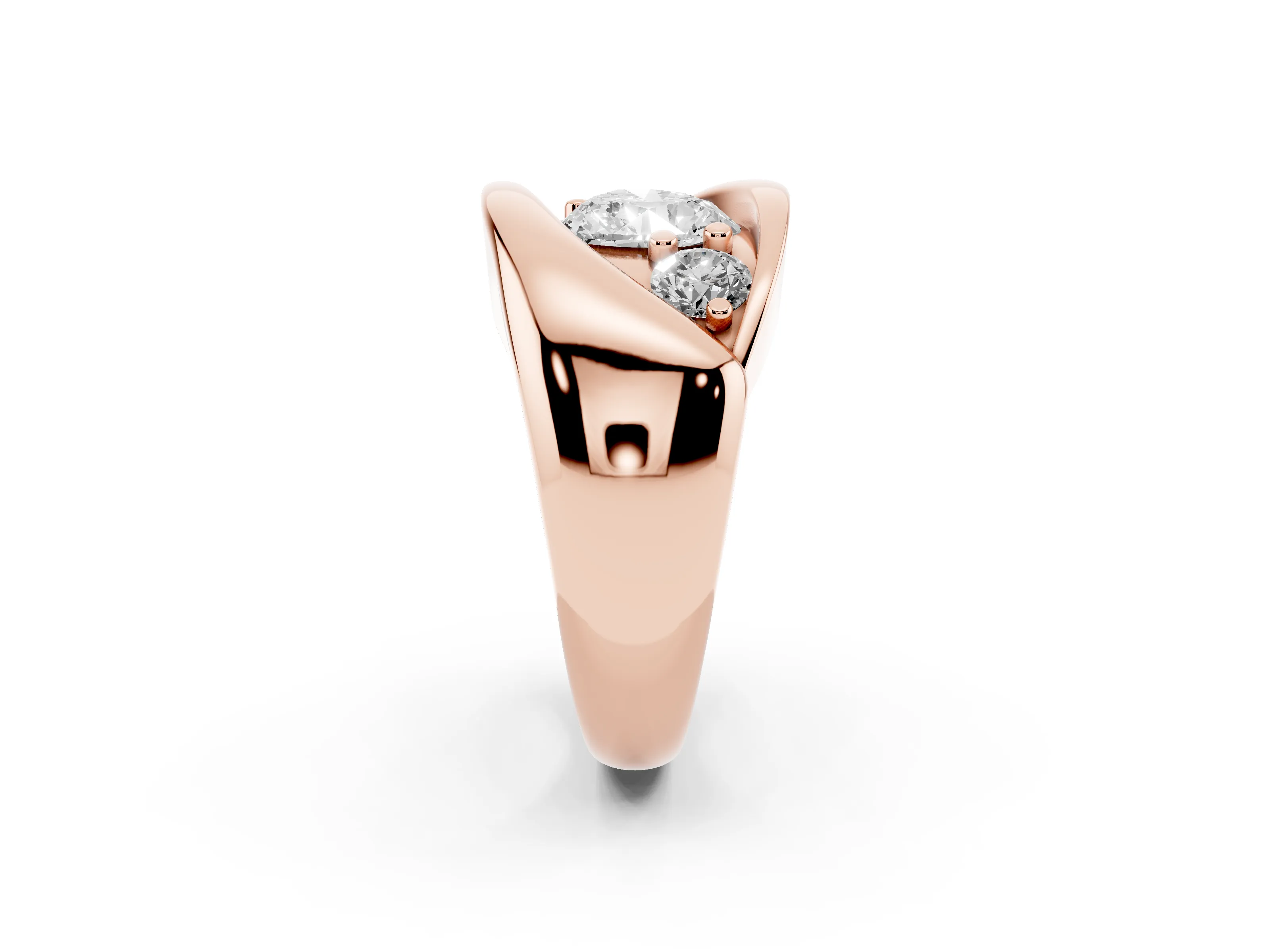 Heart Cut Diamond Channel-Set Crossover Ring Set in Rose gold