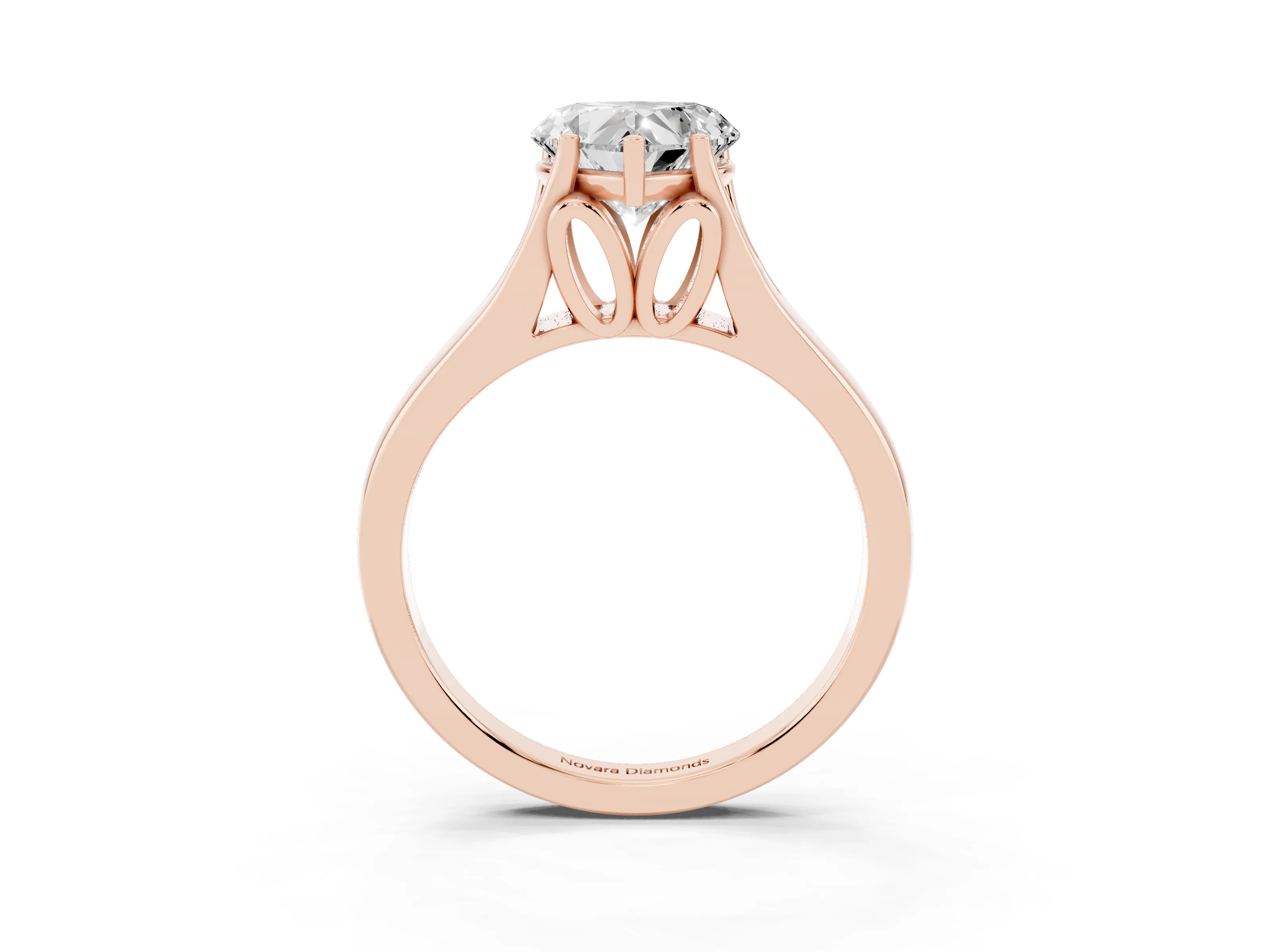 Heart Cut Diamond Solitaire Ring Set in Rose gold with Arched Cathedral Band and Prong Setting
