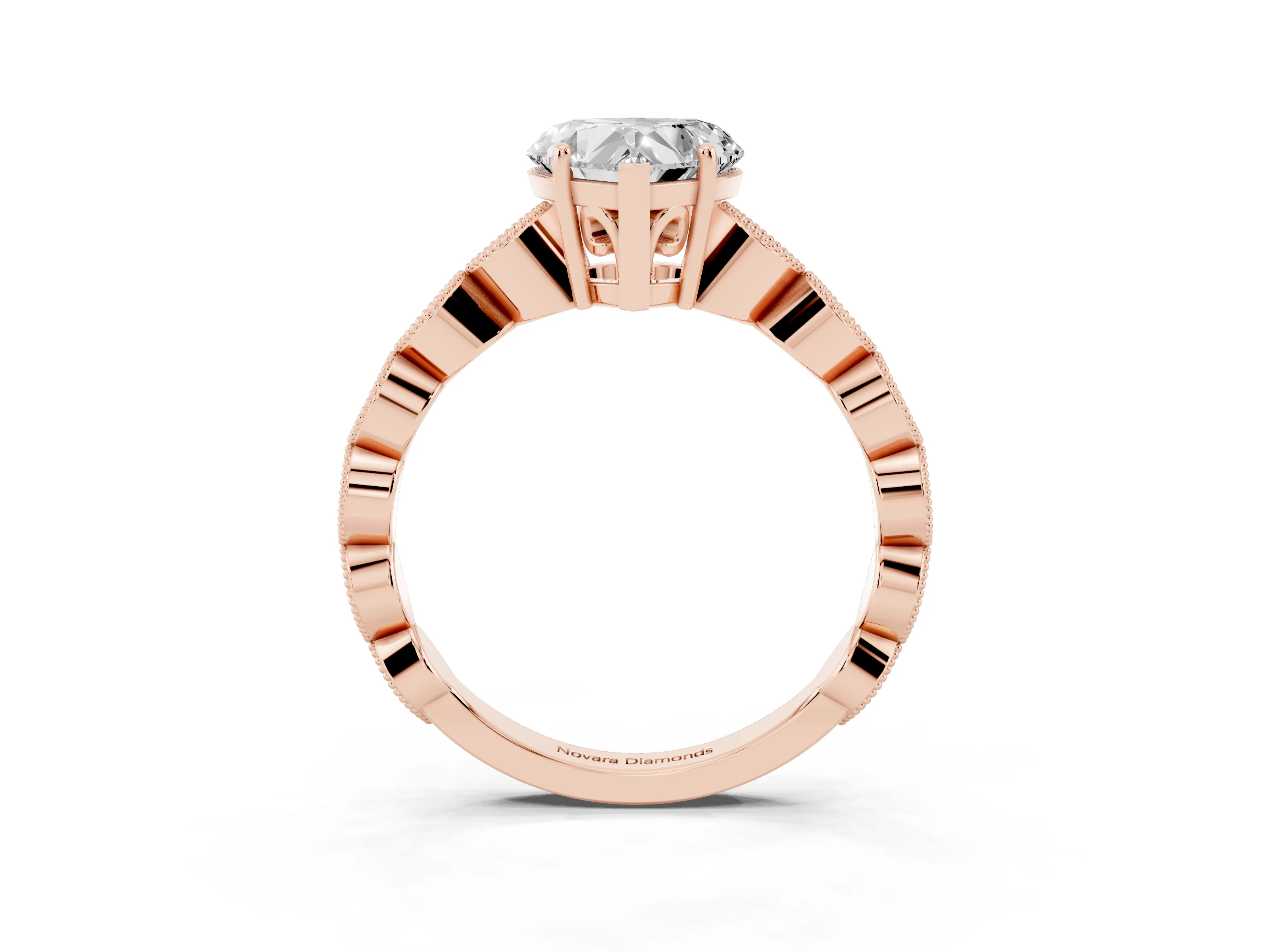 Heart Cut Diamond Solitaire Ring Set in Rose gold with Infinity Twist Pavé Band