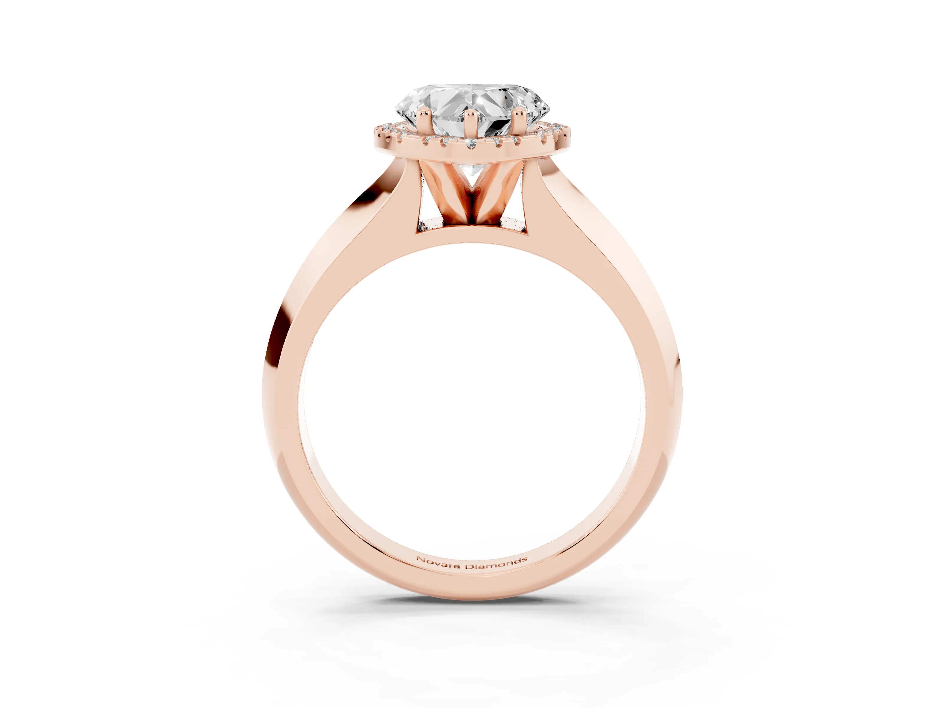 Heart Cut Diamond Halo Ring Set in Rose gold with Cathedral Band and Prong Setting