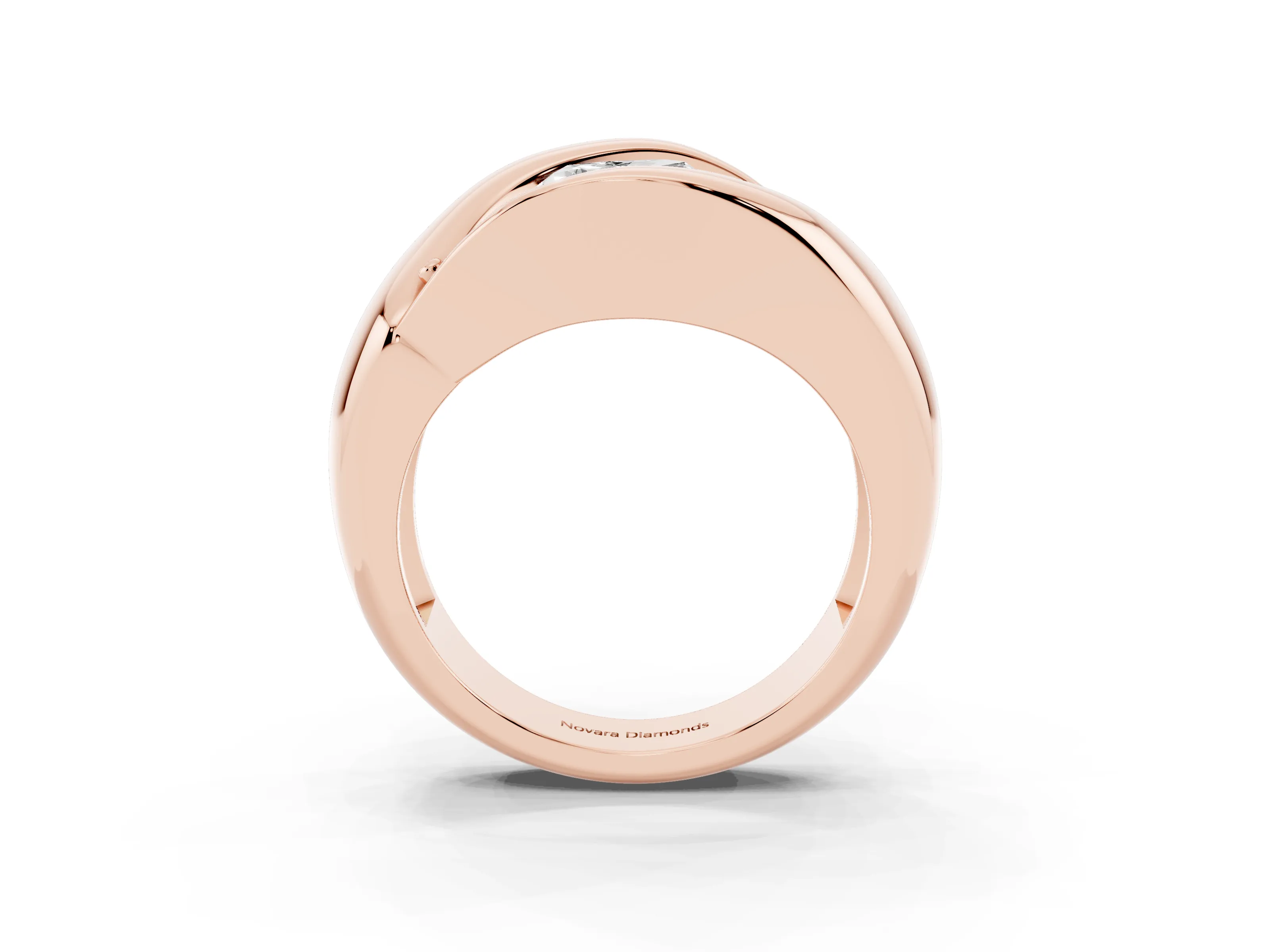 Heart Cut Diamond Channel-Set Crossover Ring Set in Rose gold
