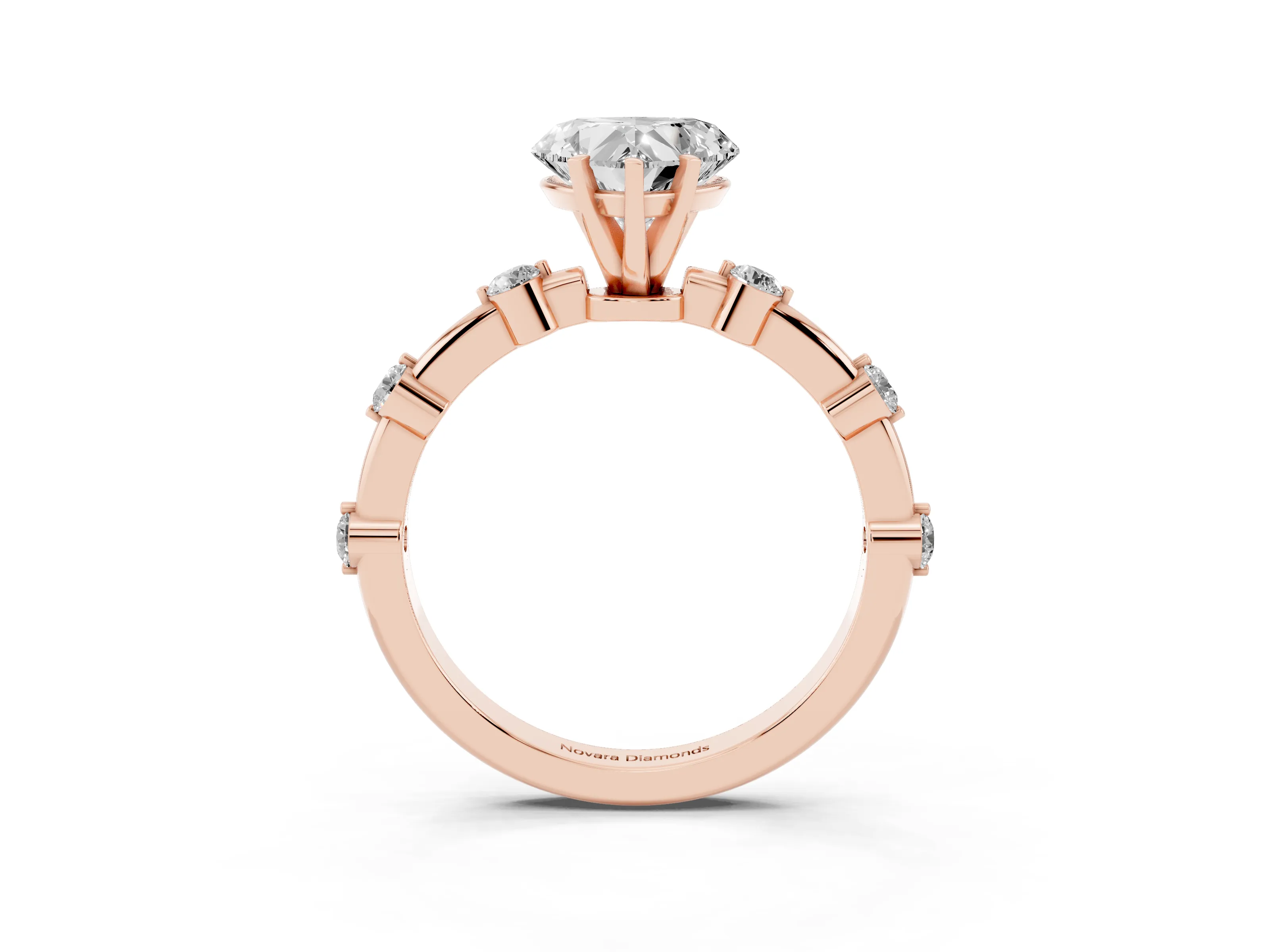 Heart Cut Diamond Solitaire Ring Set in Rose gold with Bezel Set Side Stones and Prong Setting