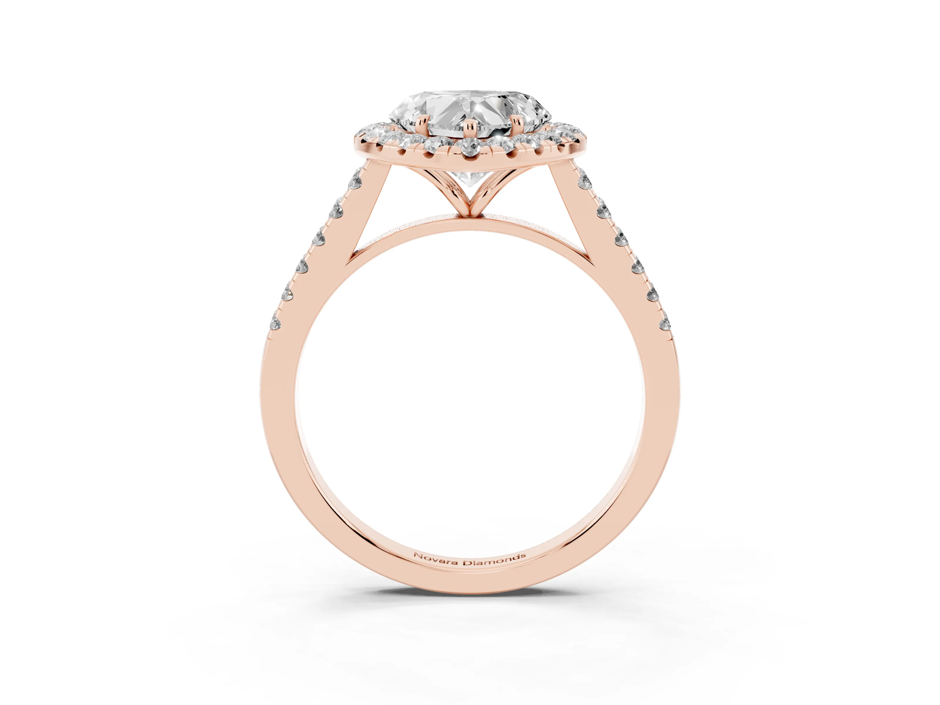 Heart Cut Diamond Halo Pavé Engagement Ring Set in Rose gold with Prong Setting