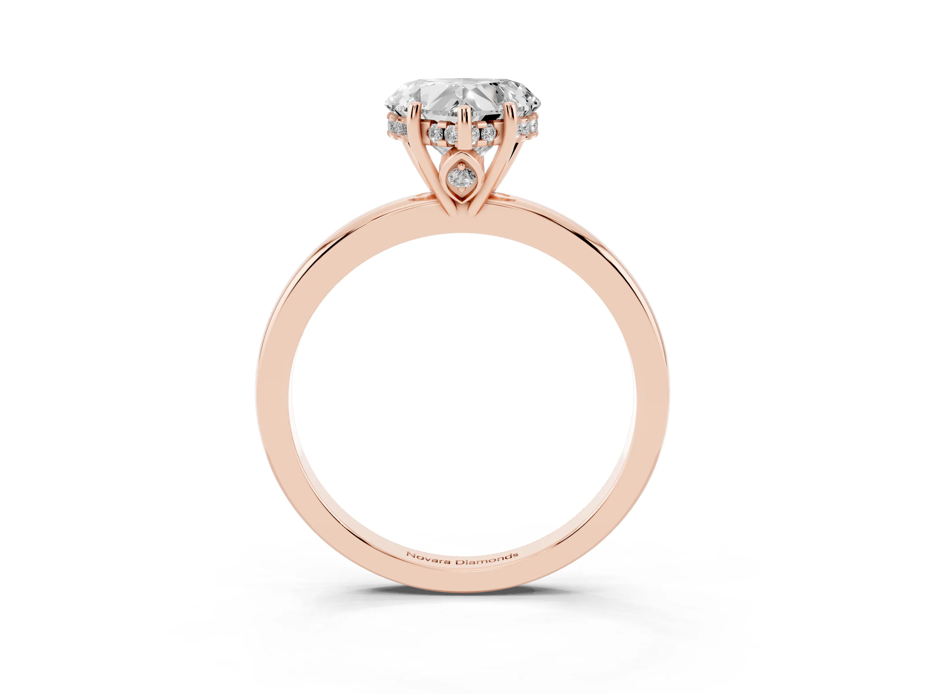 Heart Cut Diamond Solitaire Ring Set in Rose gold with Plain Band and Prong Setting