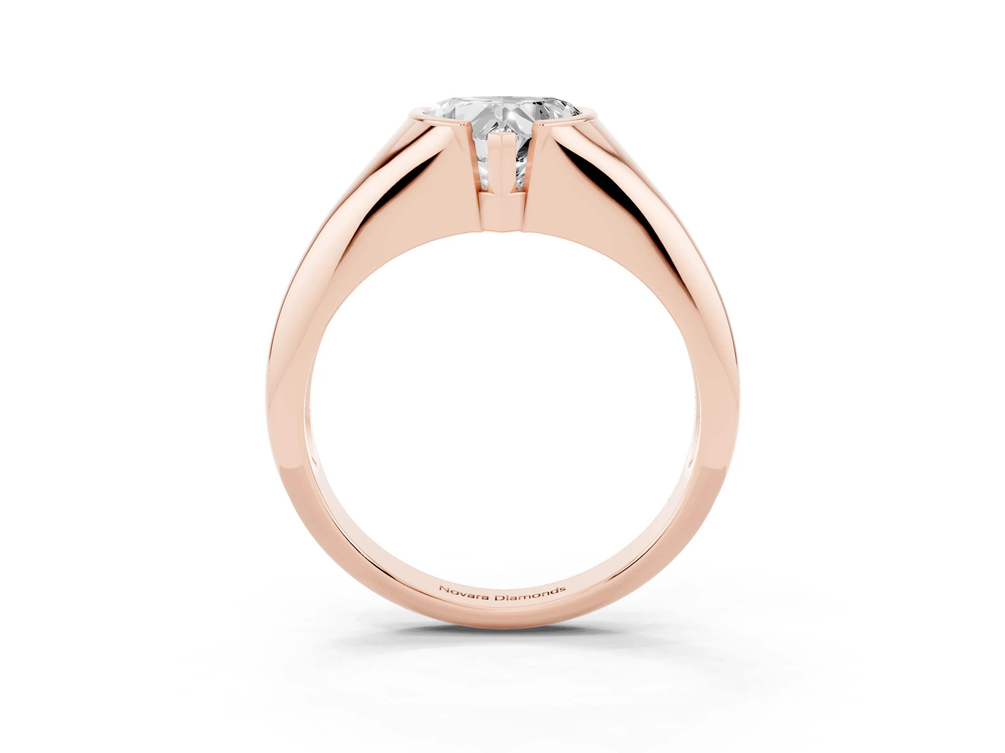 Heart Cut Diamond Solitaire Tension Set Ring Set in Rose gold