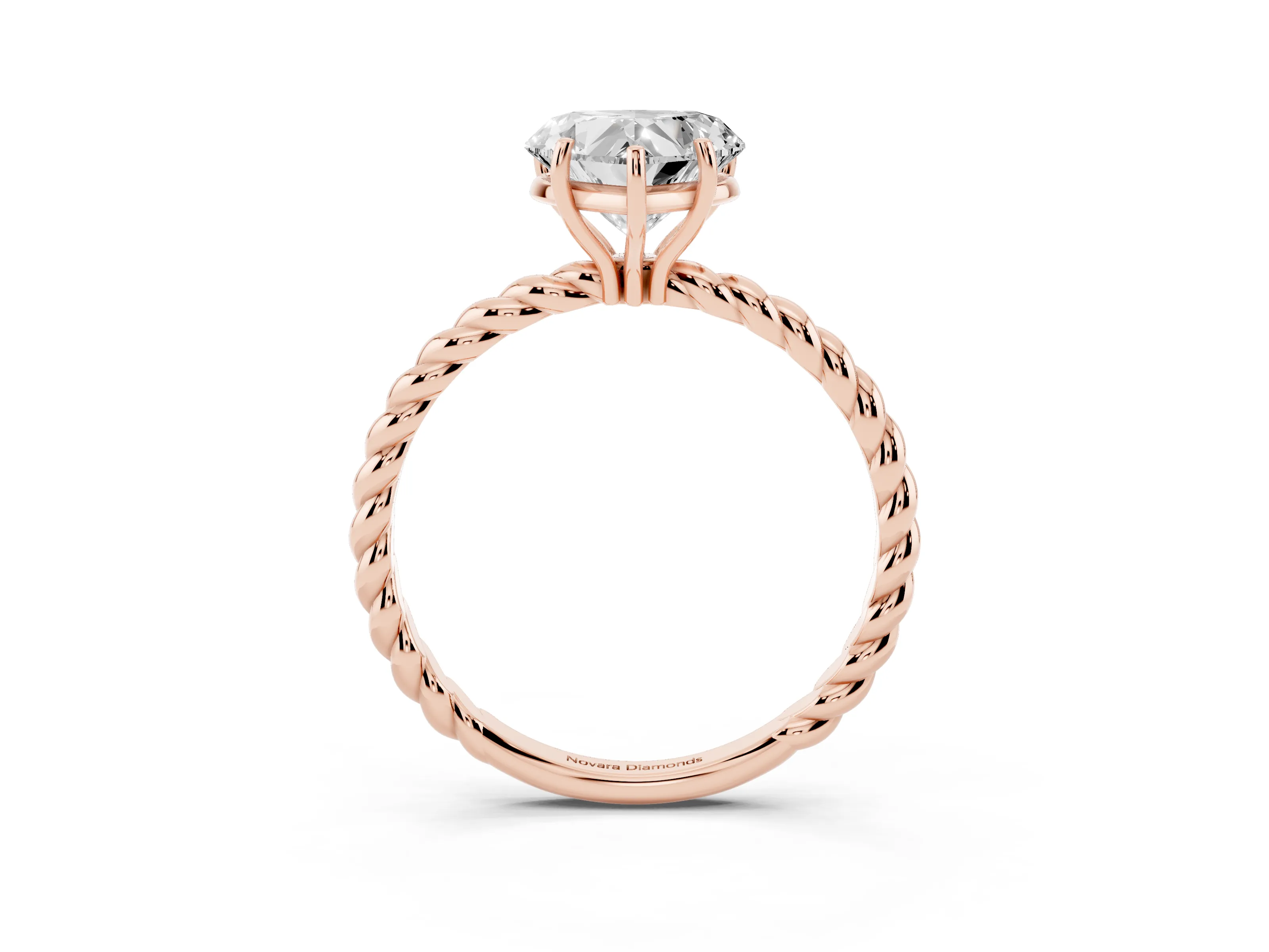 Heart Cut Diamond Solitaire Ring Set in Rose gold with Twist Band and Prong Setting