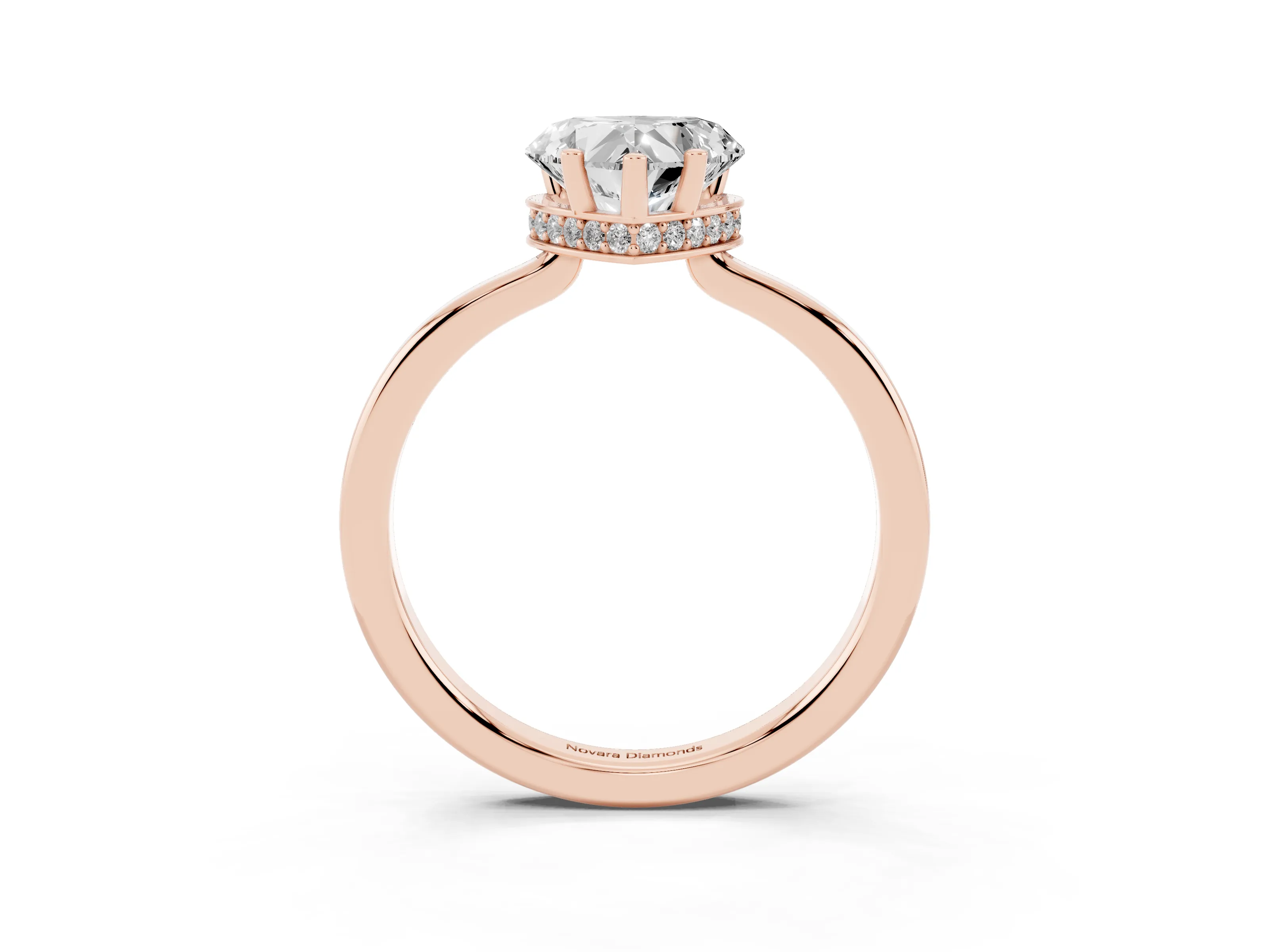 Heart Cut Diamond Solitaire Engagement Ring Set in Rose gold with Prong Setting on a Plain Band