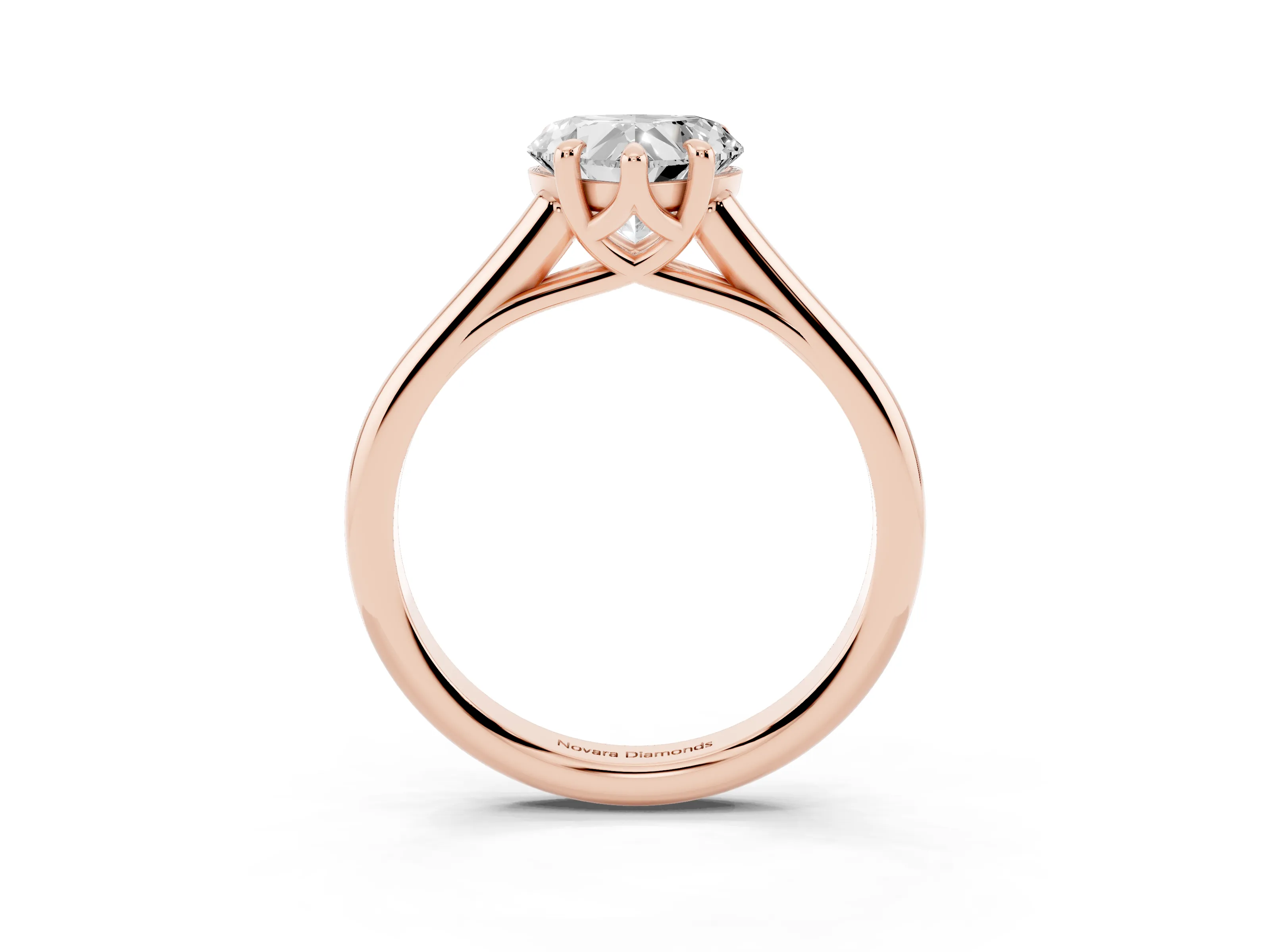 Heart Cut Diamond Solitaire Engagement Ring Set in Rose gold with Prong Setting and Plain Classic Band