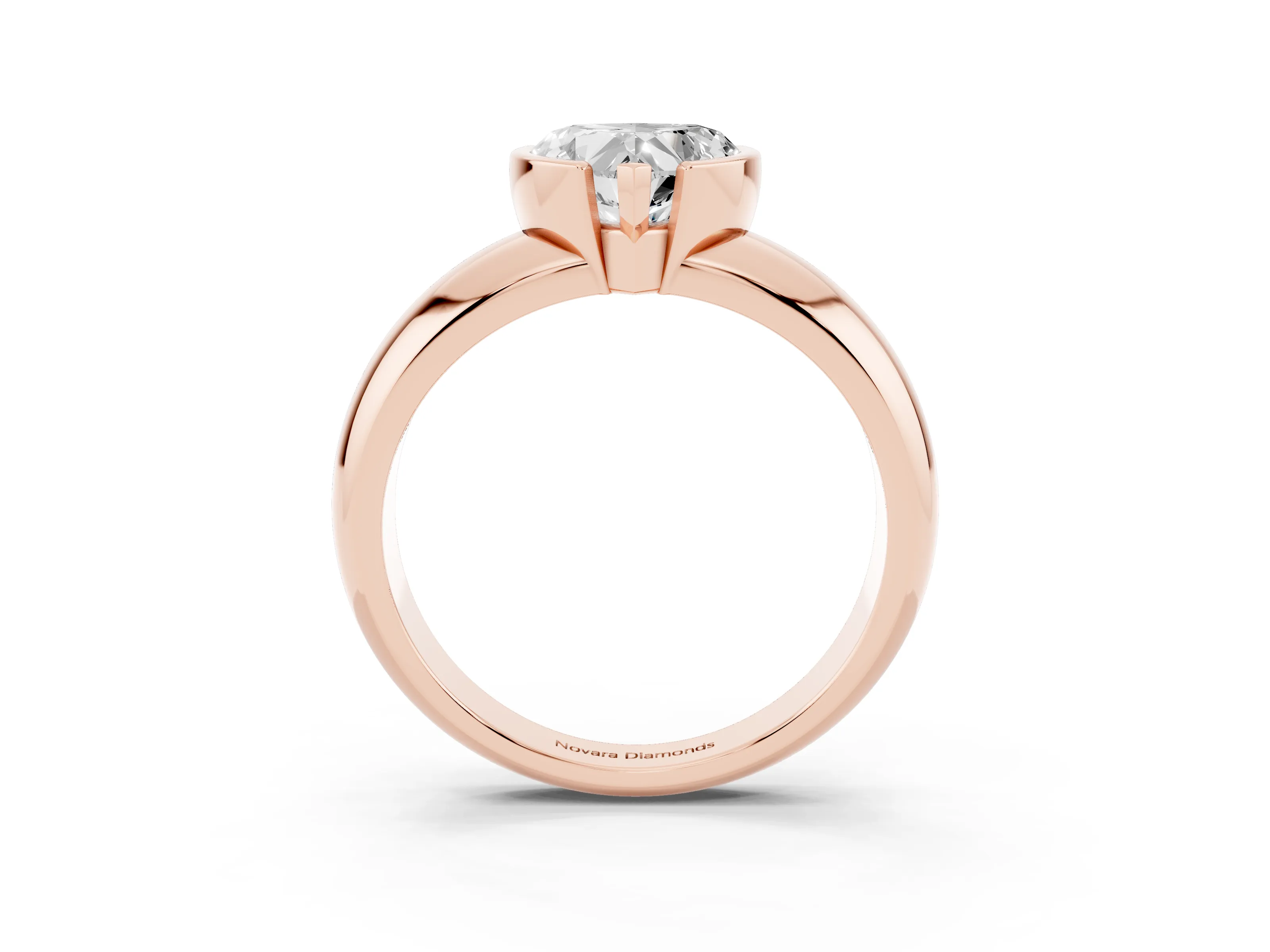 Heart Cut Diamond Solitaire Tension Set Ring Set in Rose gold with Wide Band