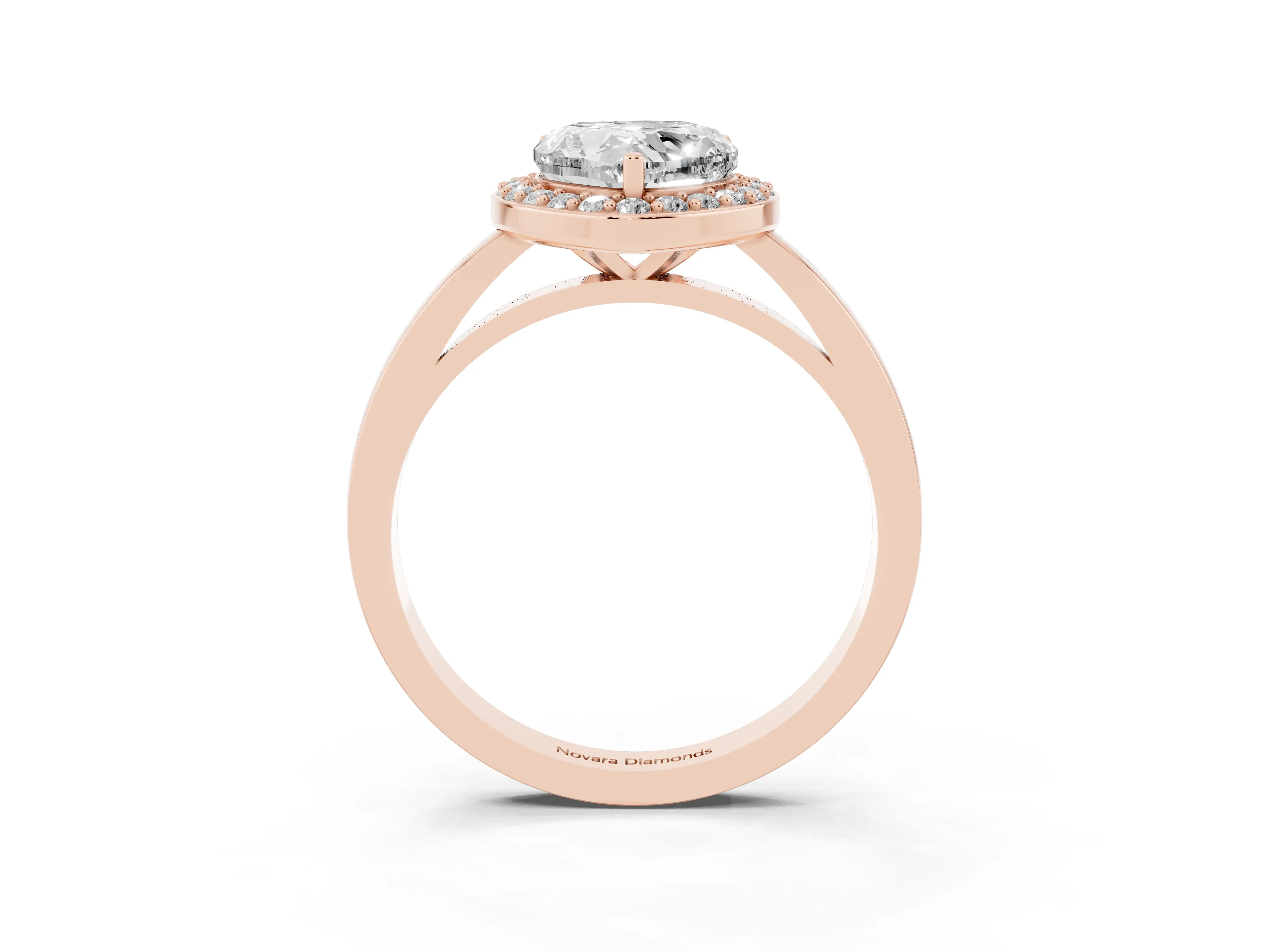 Heart Cut Diamond Halo Ring Set in Rose gold with Solitaire Band and Prong Setting