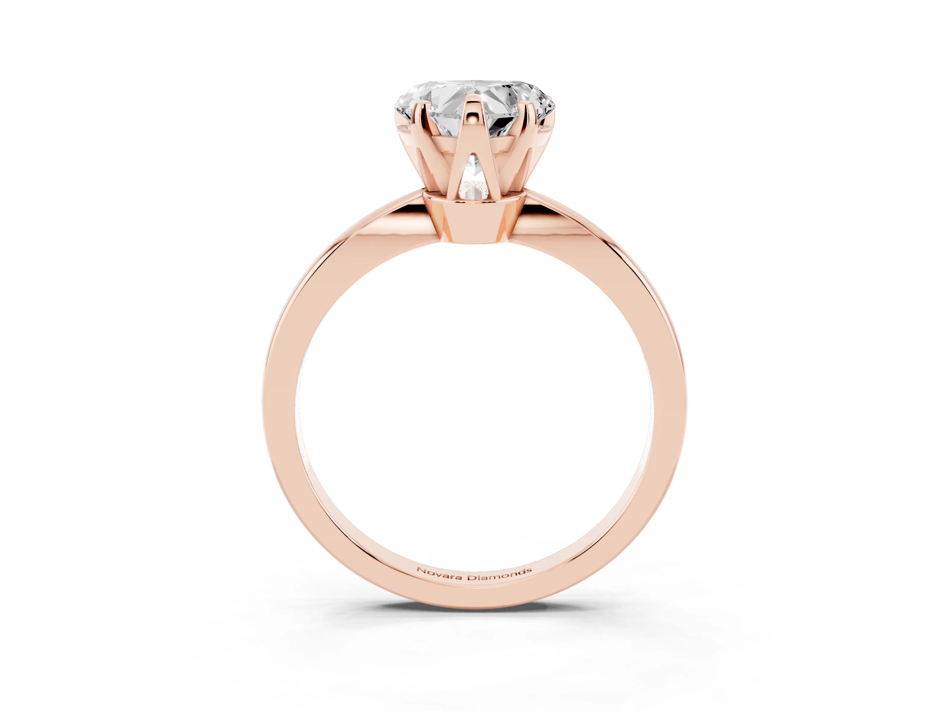 Heart Cut Diamond Solitaire Engagement Ring Set in Rose gold with Slim Tapered Solitaire Band