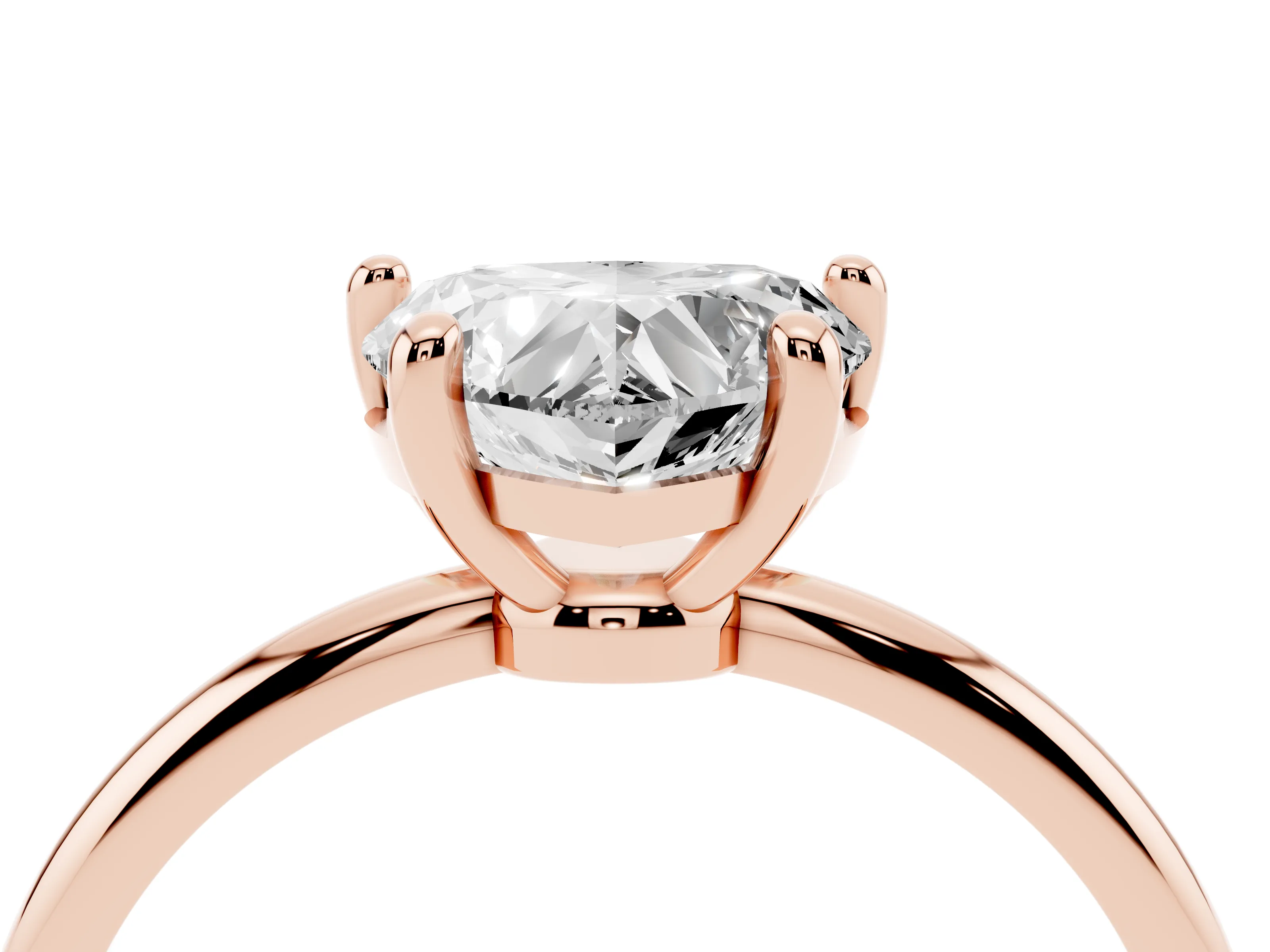 Heart Cut Diamond Solitaire Ring Set in Rose gold with Secure Prong Setting on a Classic Band