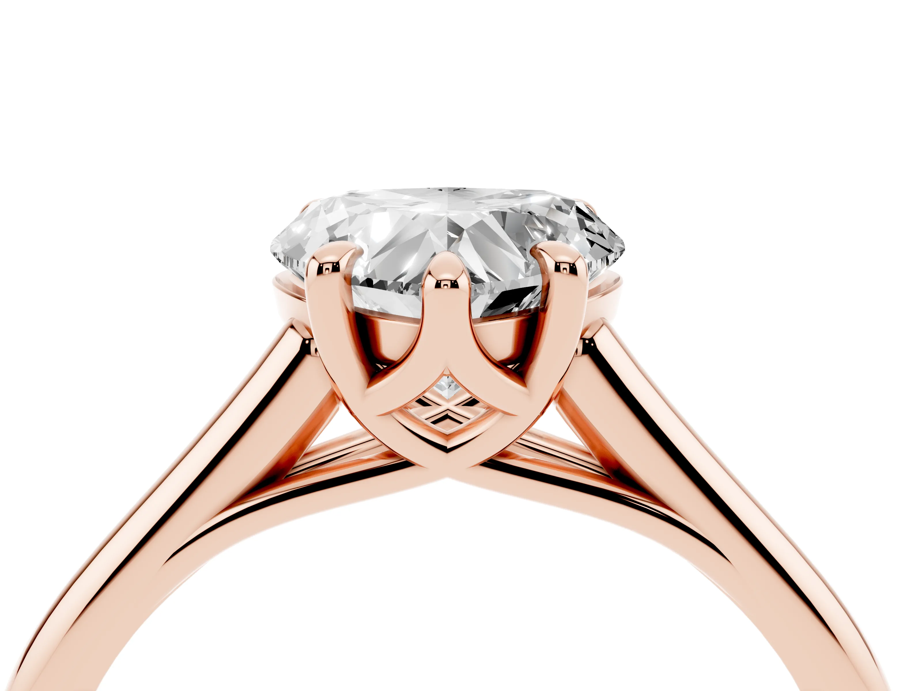Heart Cut Diamond Solitaire Engagement Ring Set in Rose gold with Prong Setting and Plain Classic Band