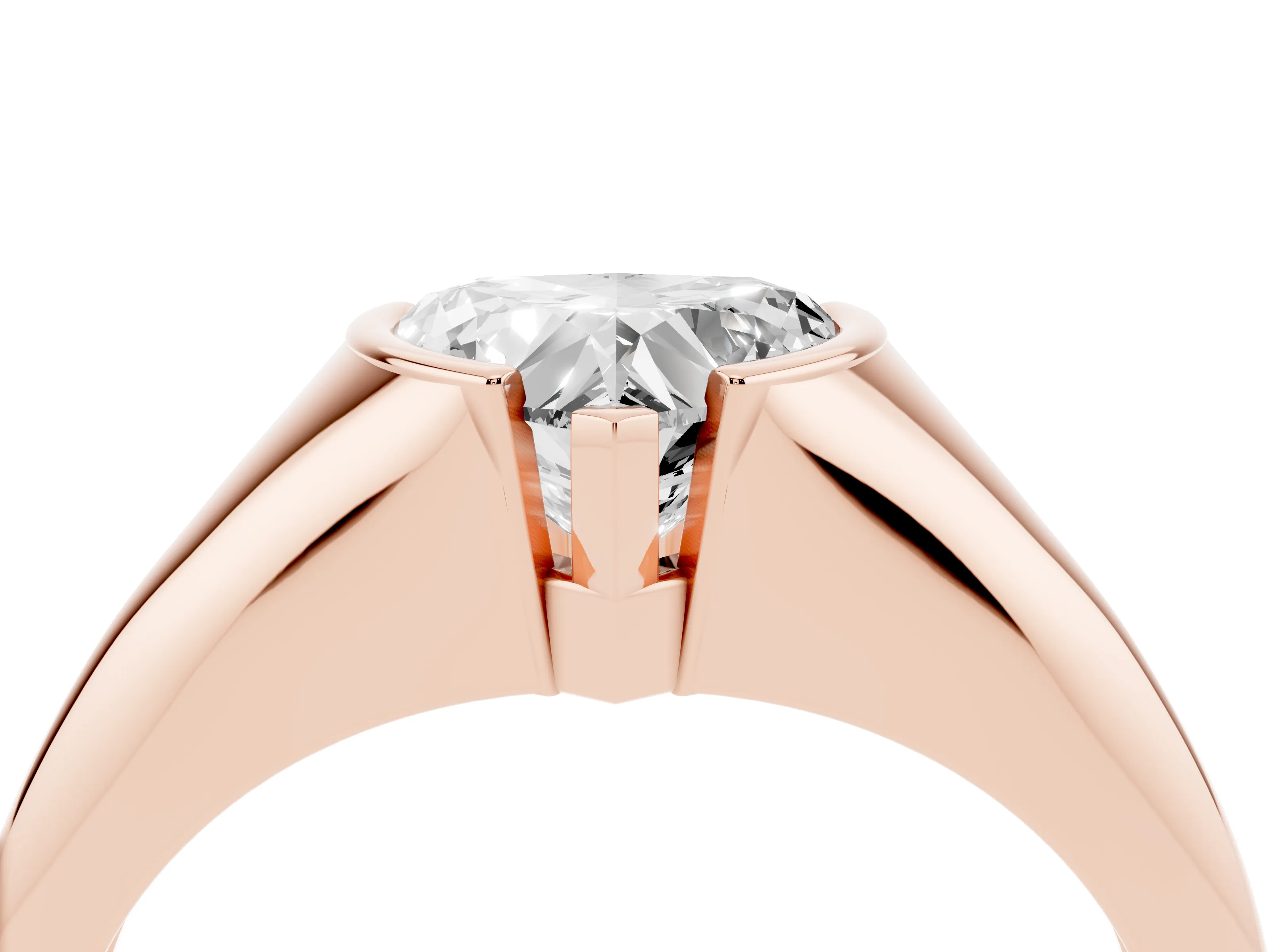 Heart Cut Diamond Solitaire Tension Set Ring Set in Rose gold