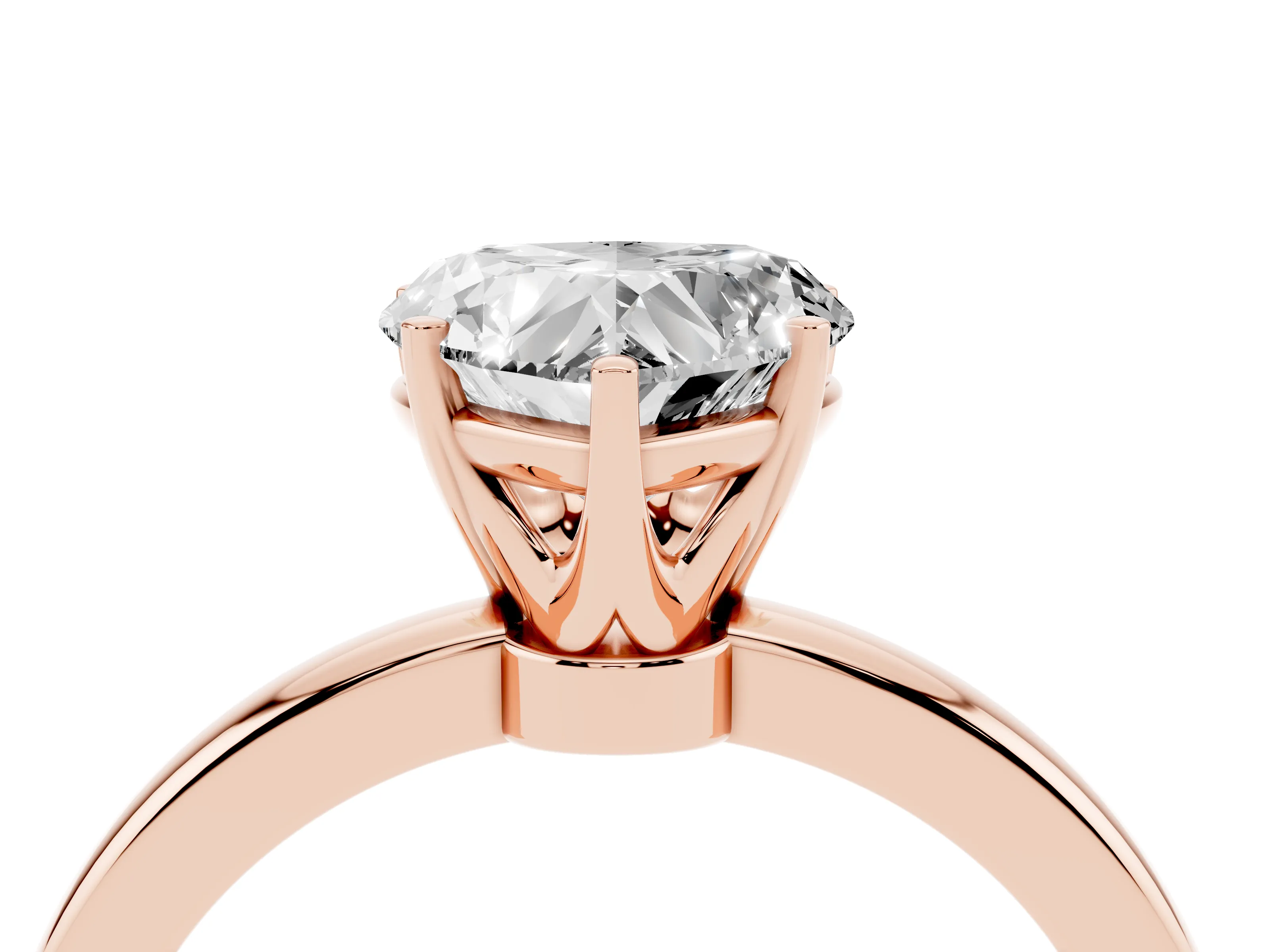 Heart Cut Diamond Solitaire Ring Set in Rose gold with Raised Prong Setting on a Classic Band