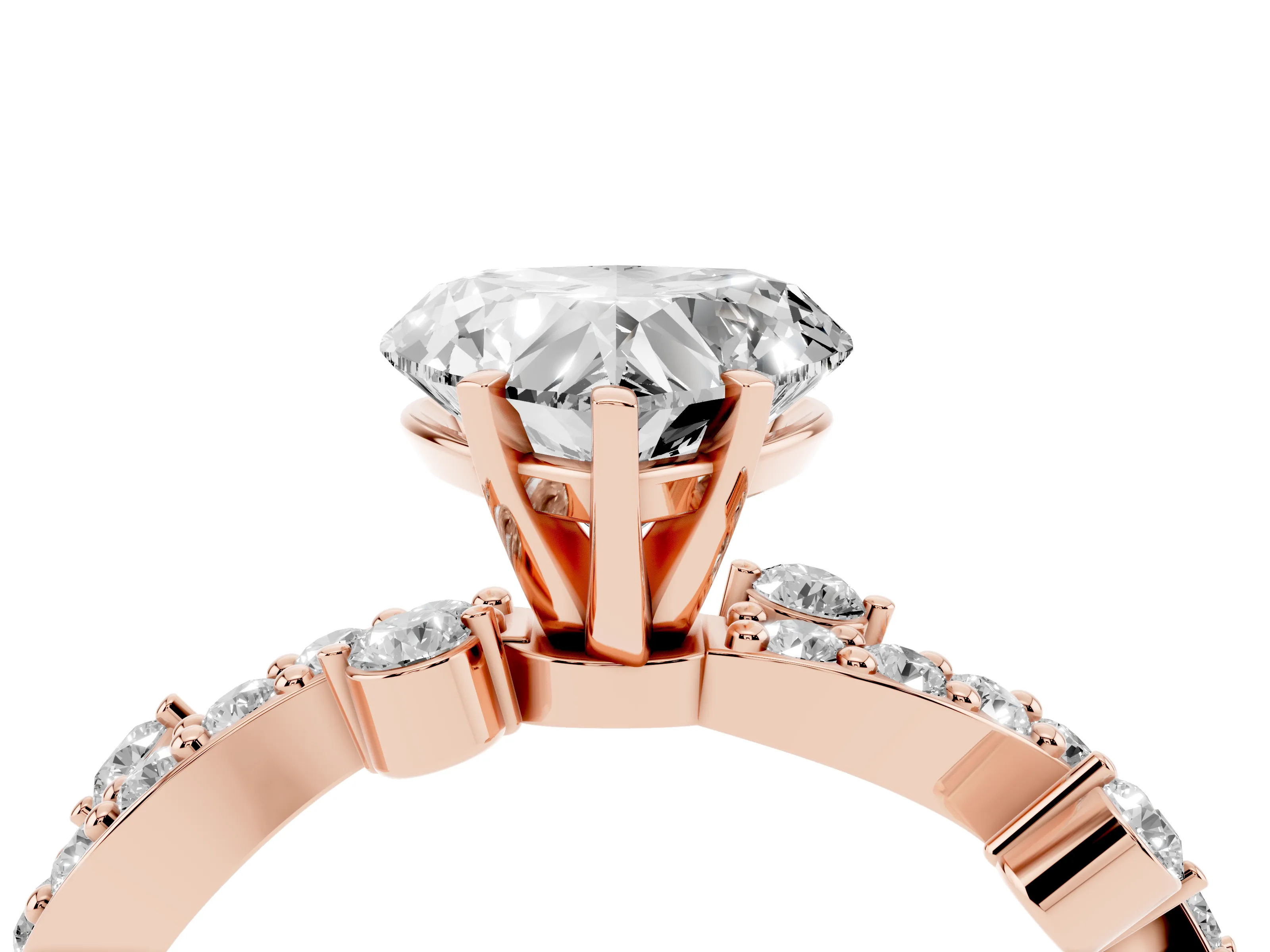 Heart Cut Diamond Solitaire Twisted Band Set in Rose gold with Pavé Setting