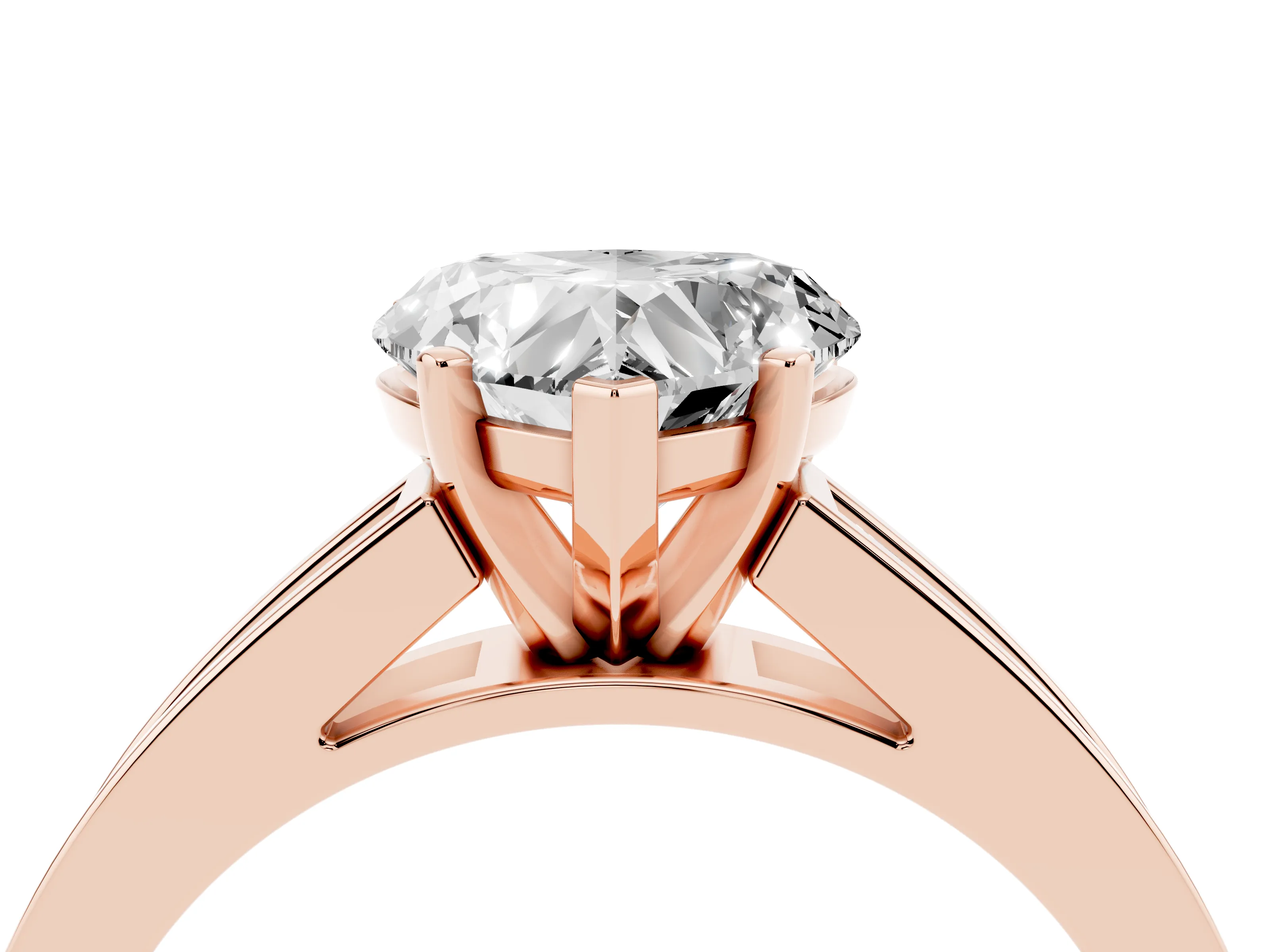 Heart Cut Diamond Solitaire Ring Set in Rose gold with Channel-Set Band and Prong Setting