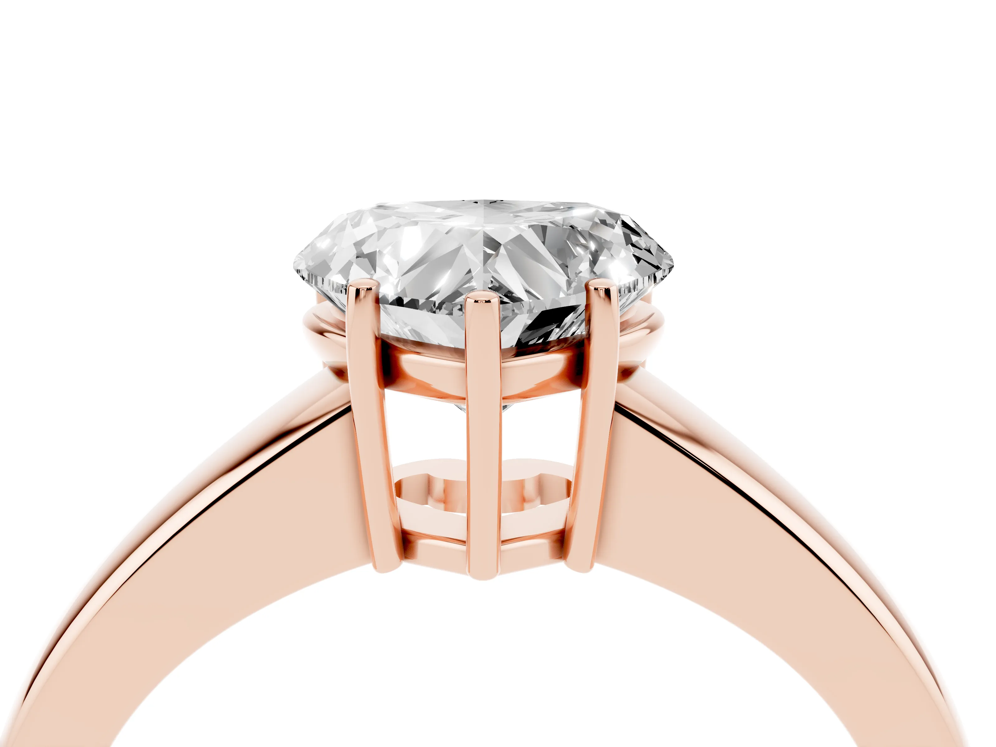Heart Cut Diamond Solitaire Ring Set in Rose gold with Tapered Band and Prong Setting