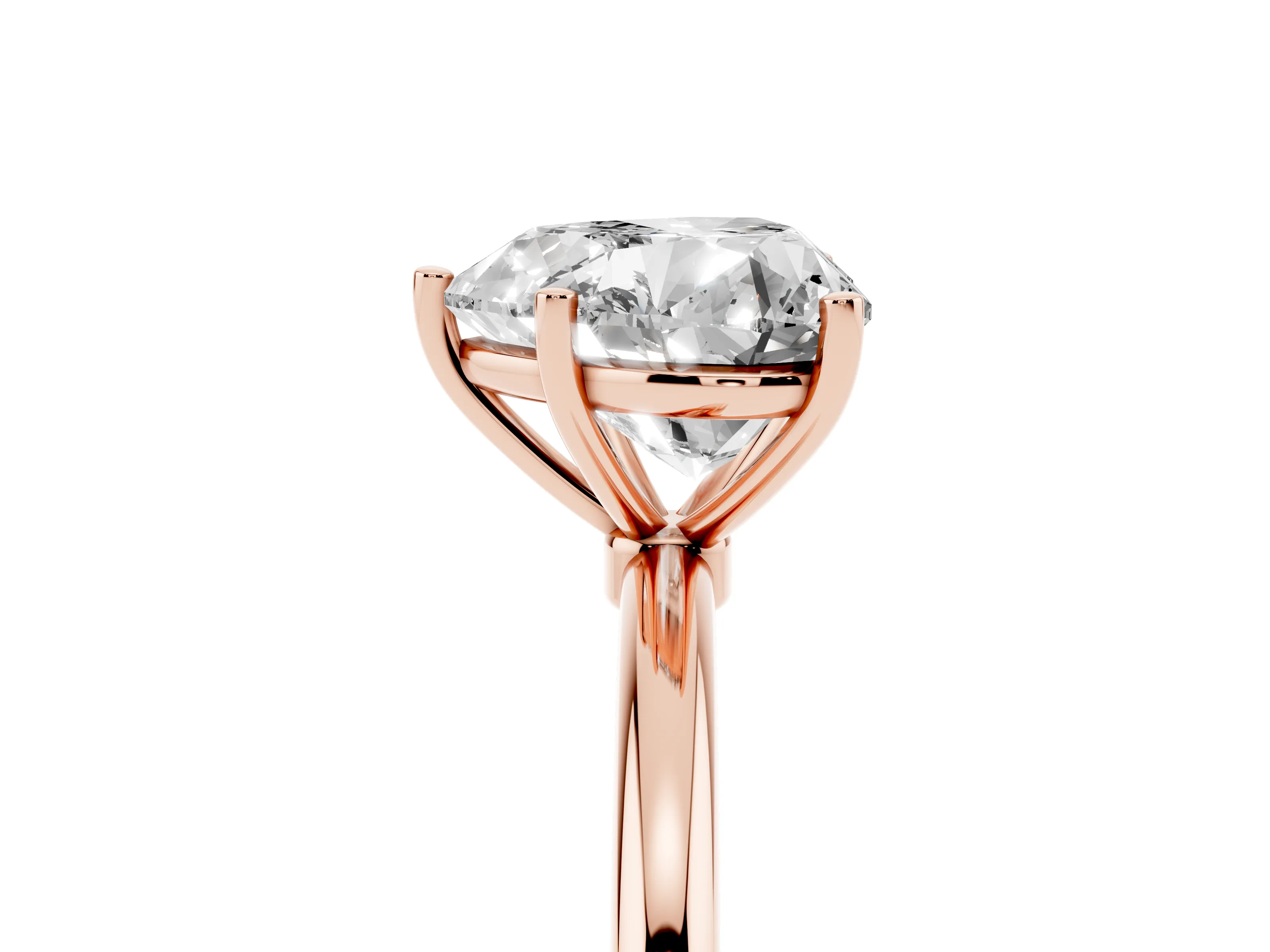 Heart Cut Diamond Solitaire Engagement Ring Set in Rose gold with Thin Band and Prong Setting