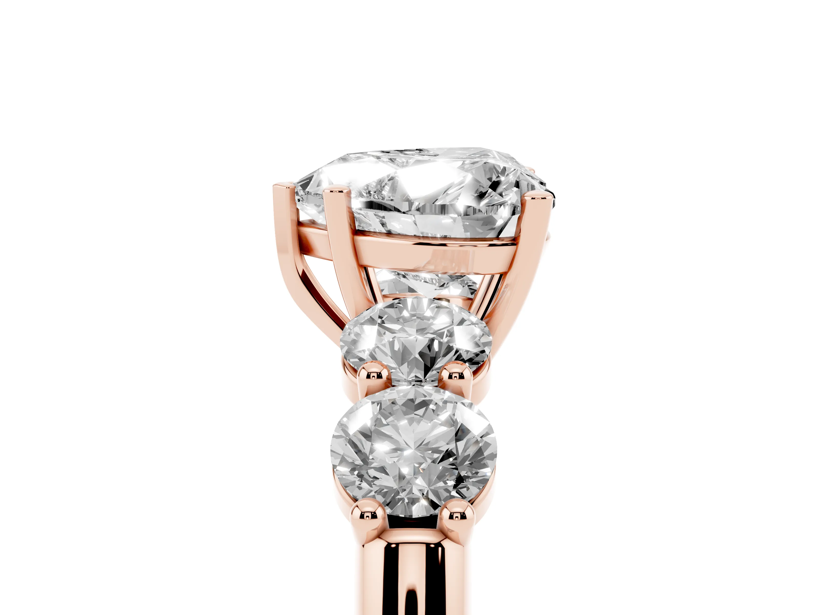 Heart Cut Diamond Five-Stone Prong Set Ring Set in Rose gold with Classic Band