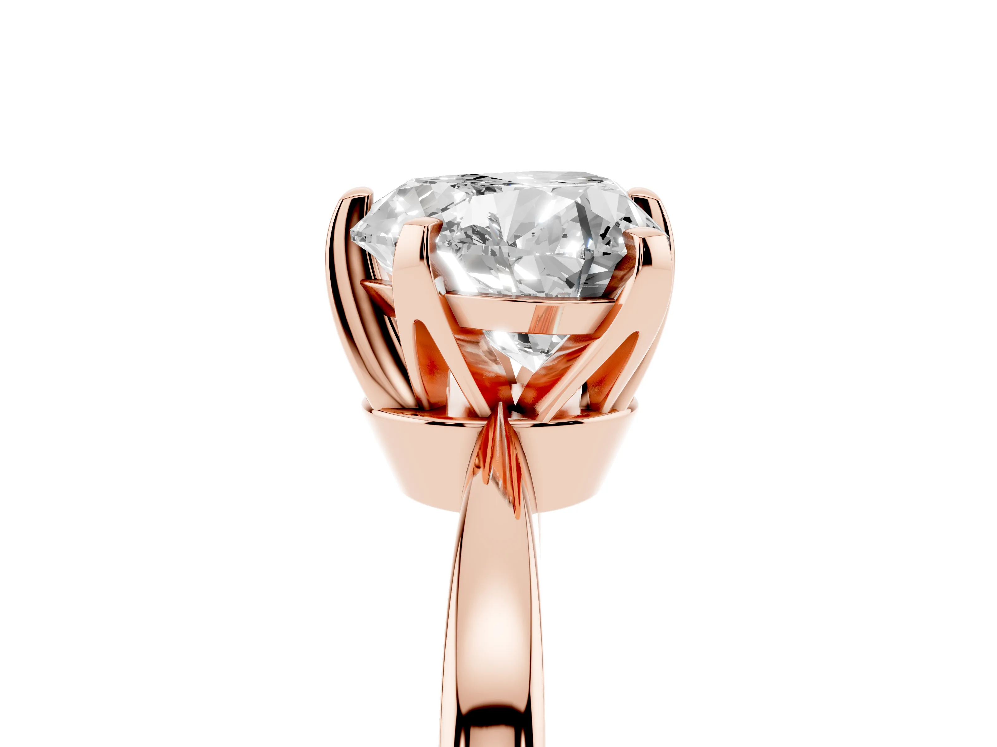 Heart Cut Diamond Solitaire Engagement Ring Set in Rose gold with Slim Tapered Solitaire Band
