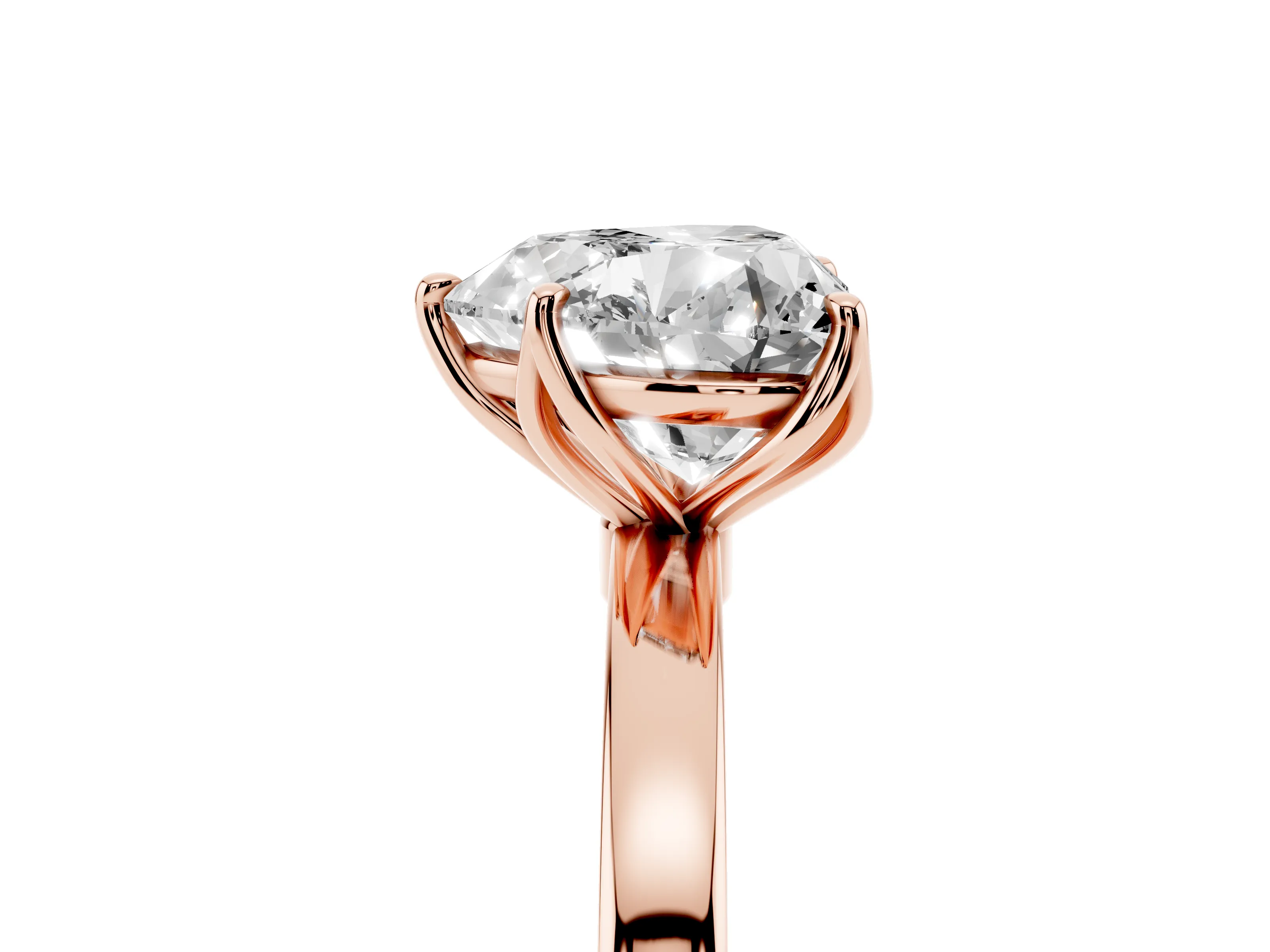 Heart Cut Diamond Solitaire Ring Set in Rose gold with Prong Setting and Thin Polished Band