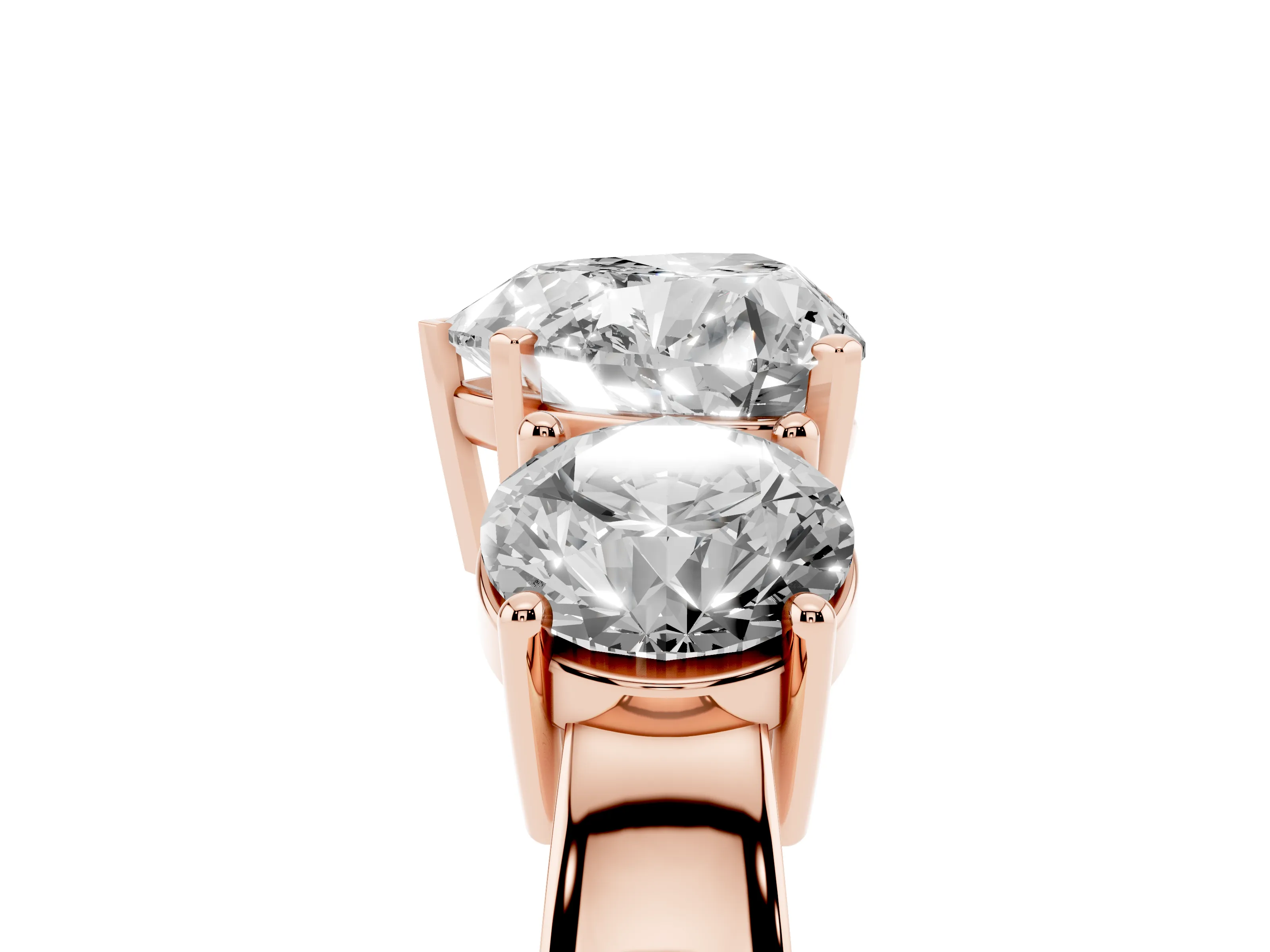 Heart Cut Diamond Three-Stone Ring Set in Rose gold with Round Side Stones and Classic Band