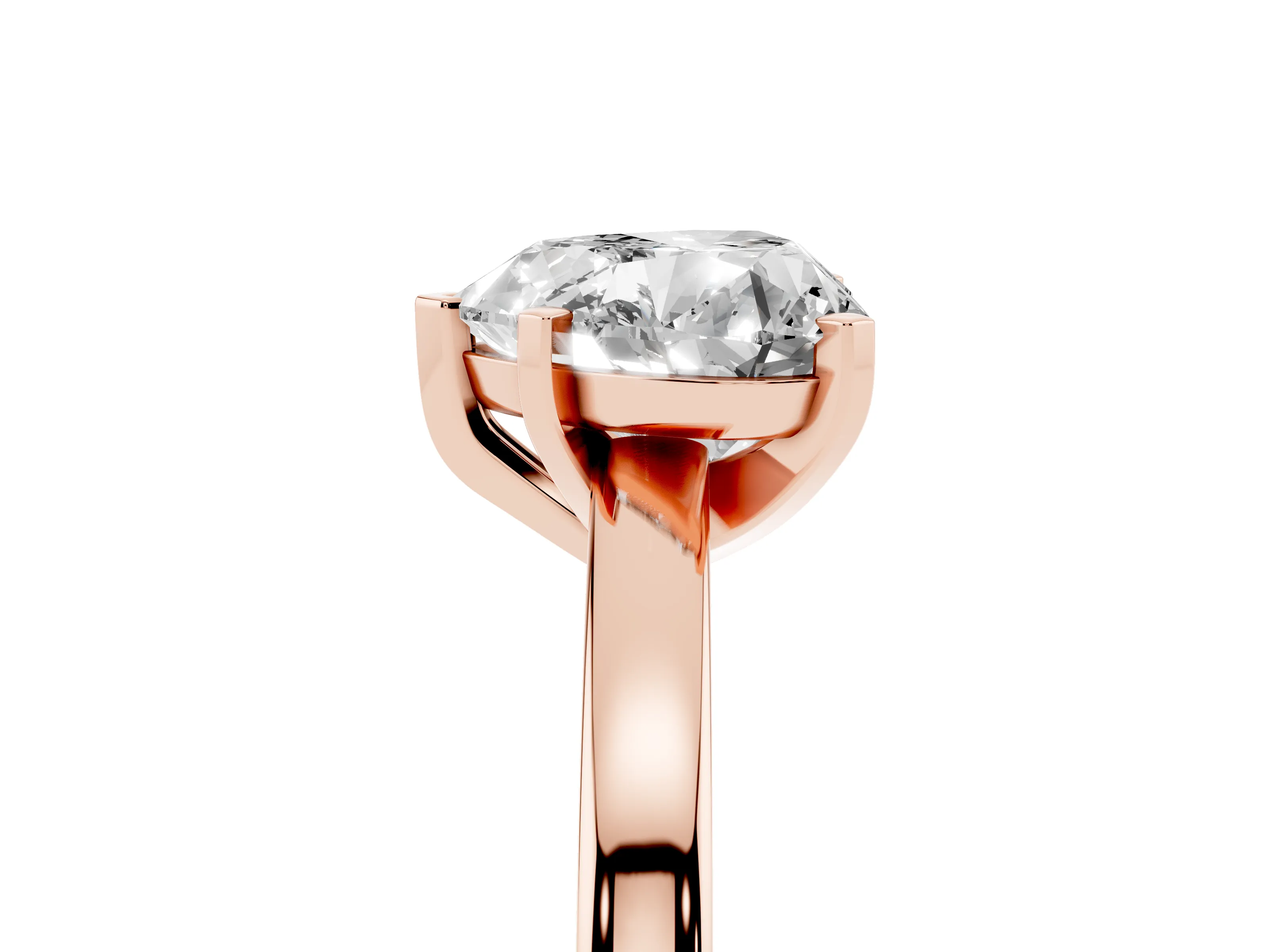Heart Cut Diamond Solitaire Engagement Ring Set in Rose gold with Prong Setting on a Classic Band