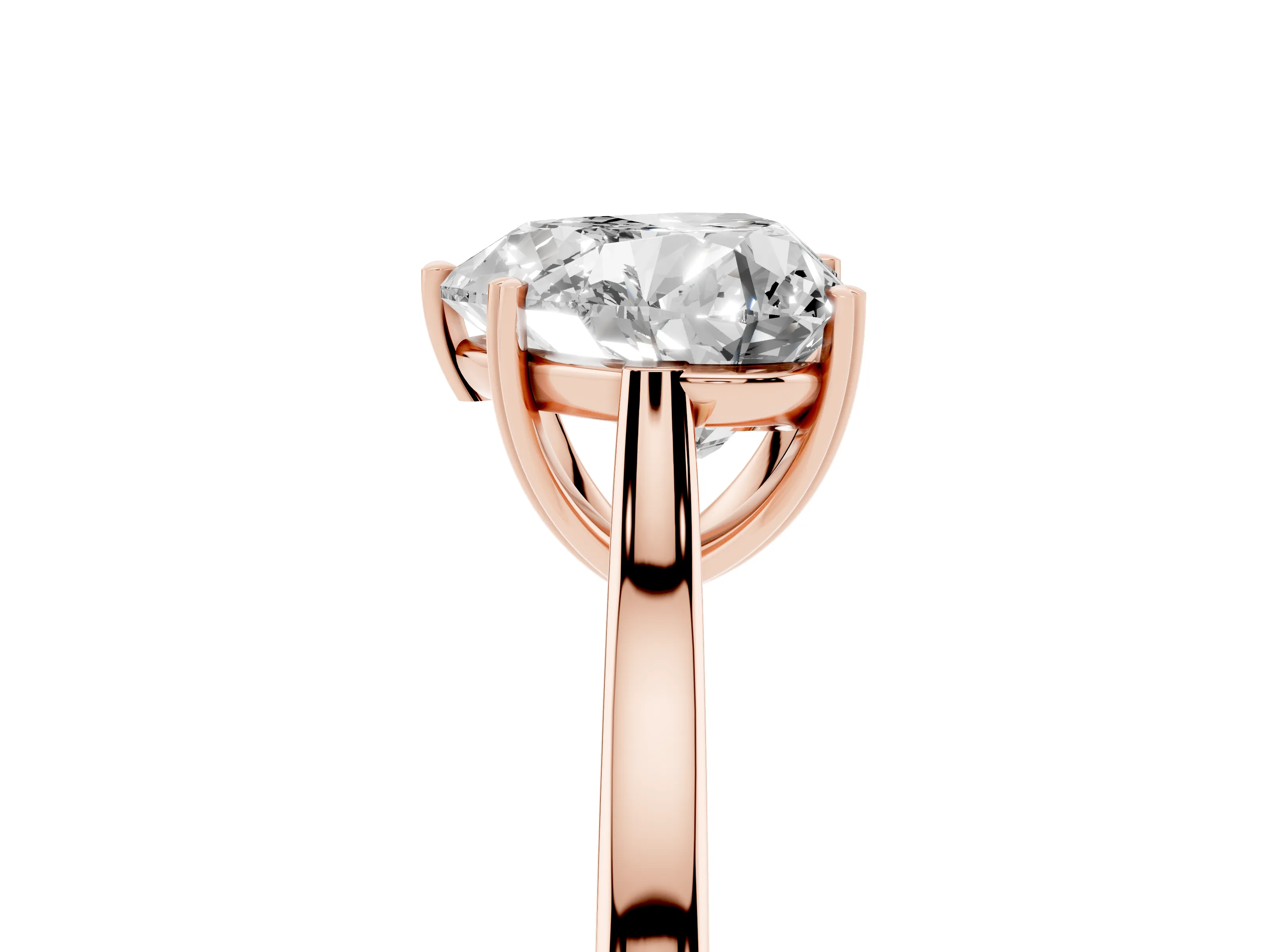 Heart Cut Diamond Solitaire Heart Prong Engagement Ring Set in Rose gold with Tapered Band